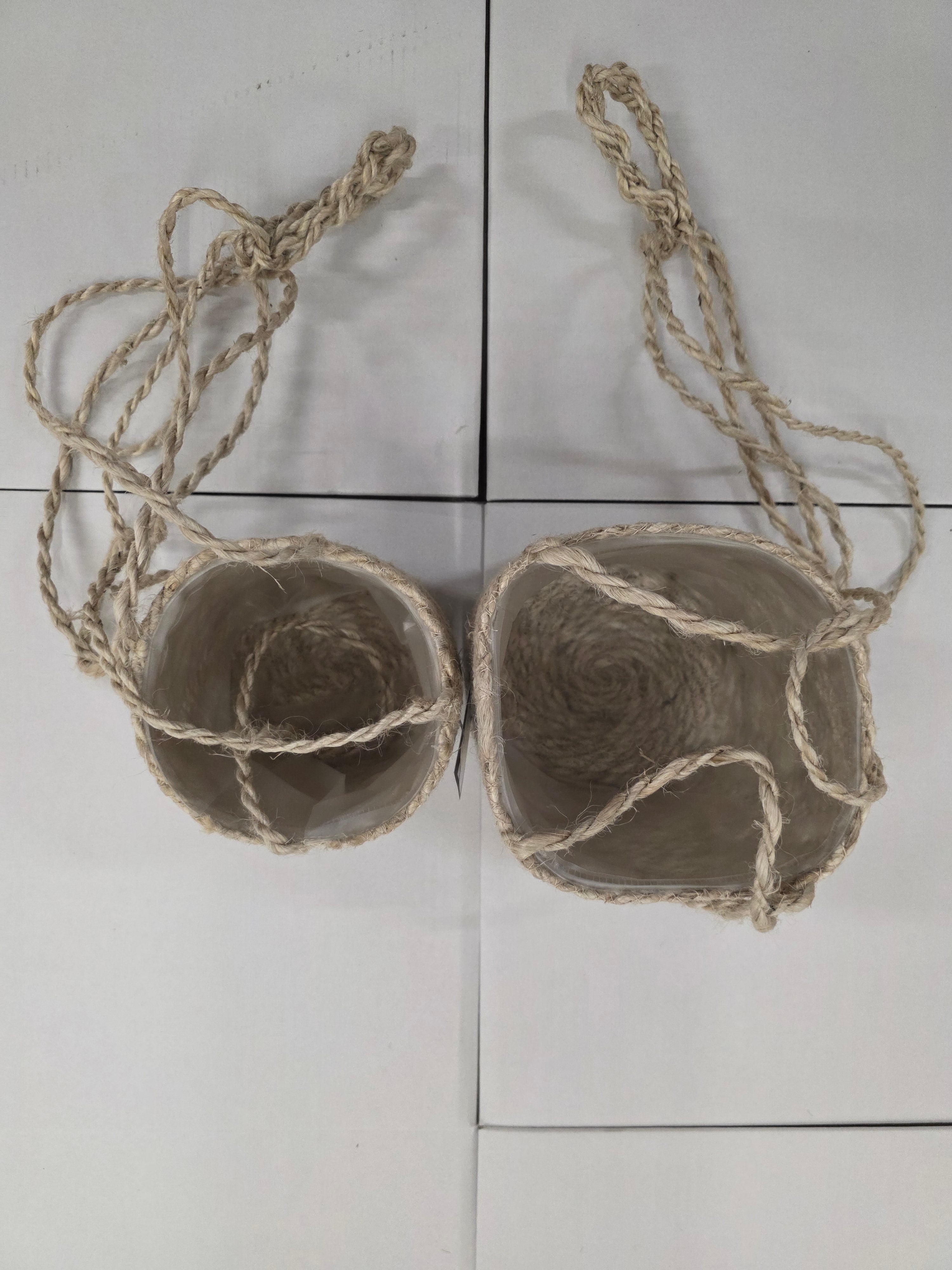 Basket Hanging Atlantic Cream Set Of 2