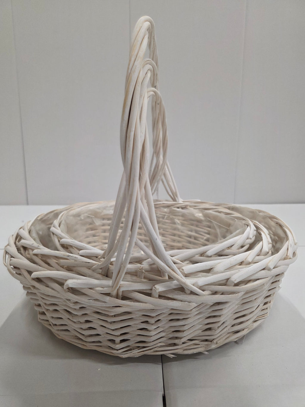 Basket Willow White Oval Set