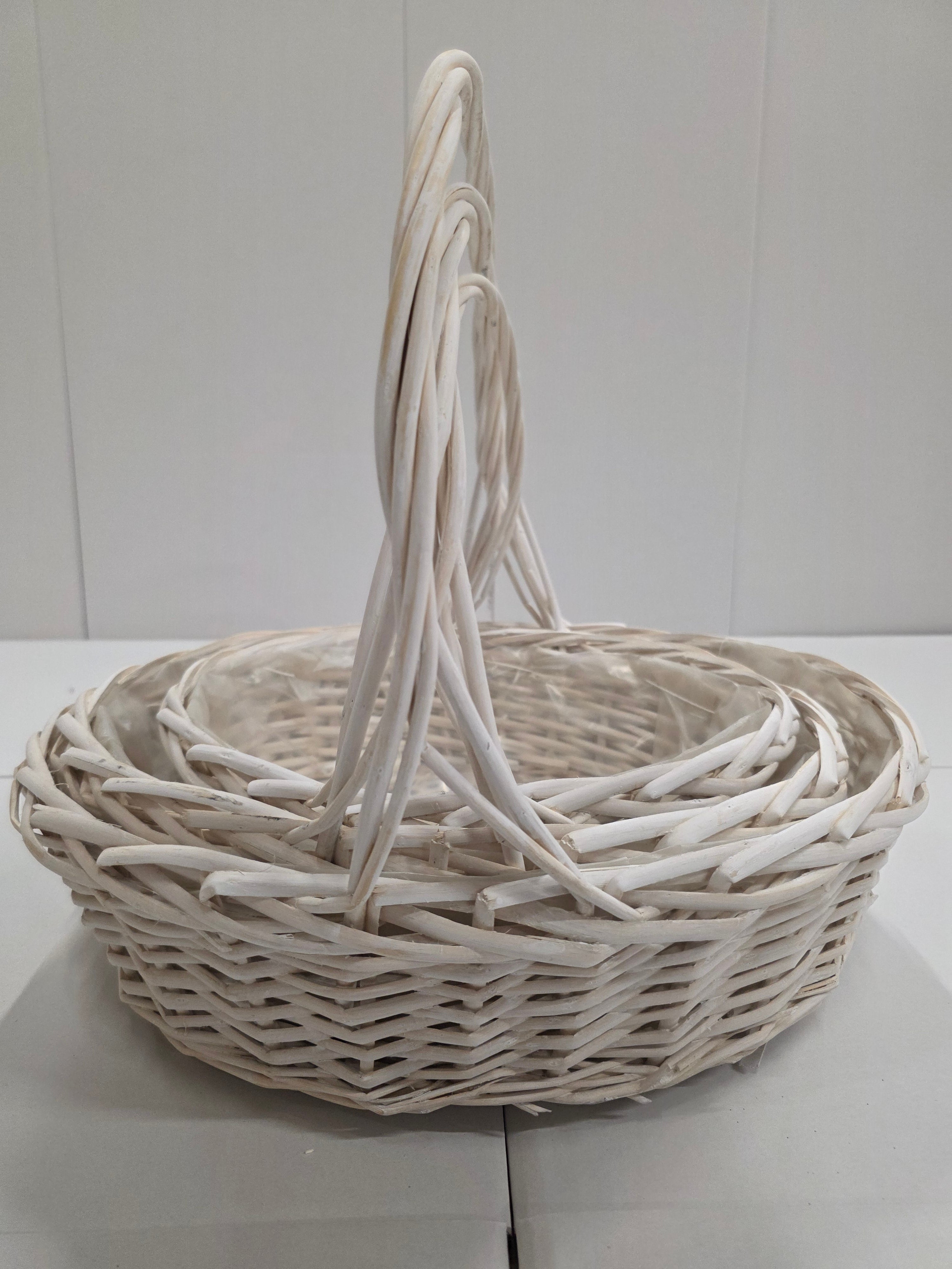 Basket Willow White Oval Set
