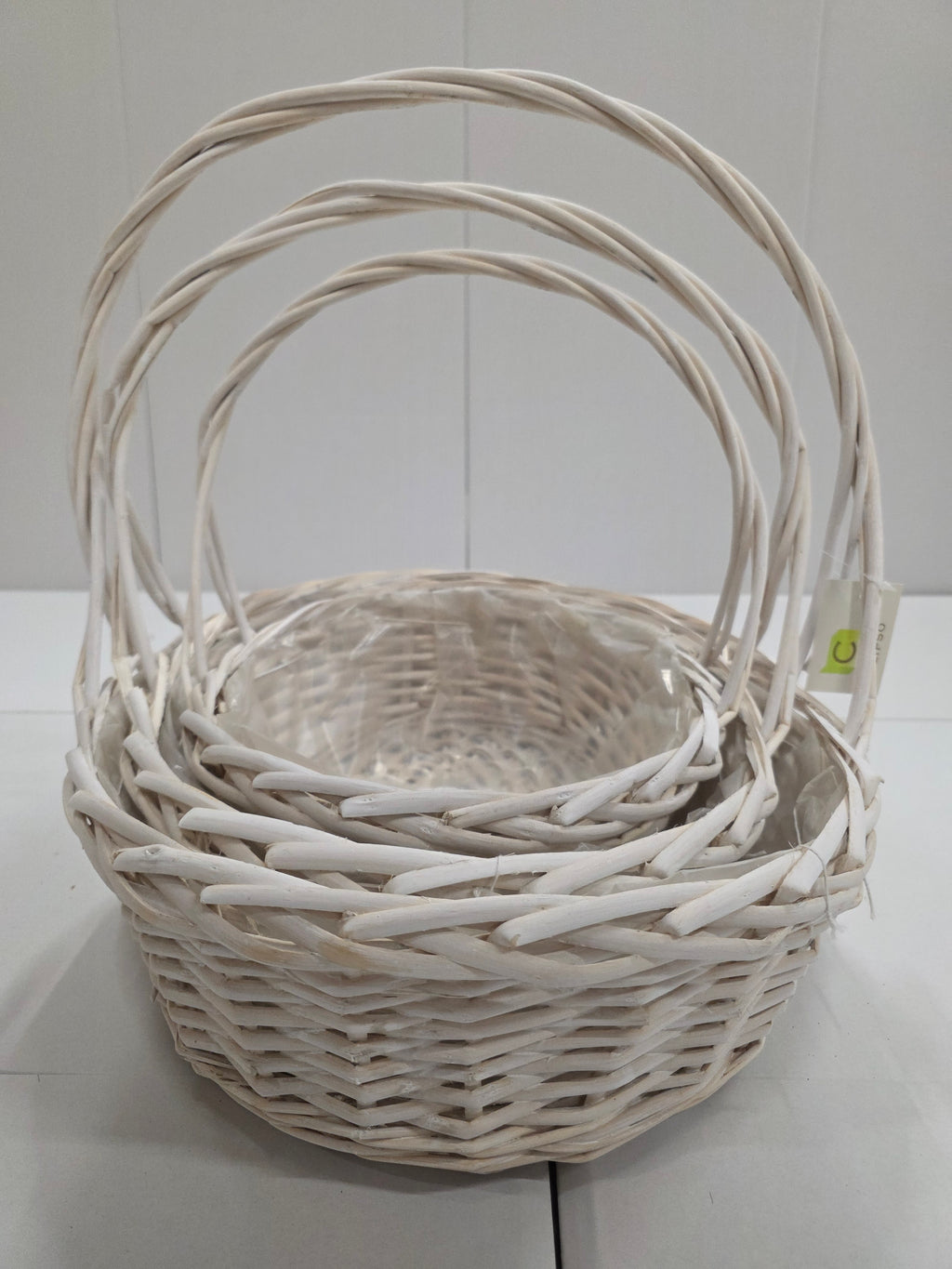 Basket Willow White Oval Set