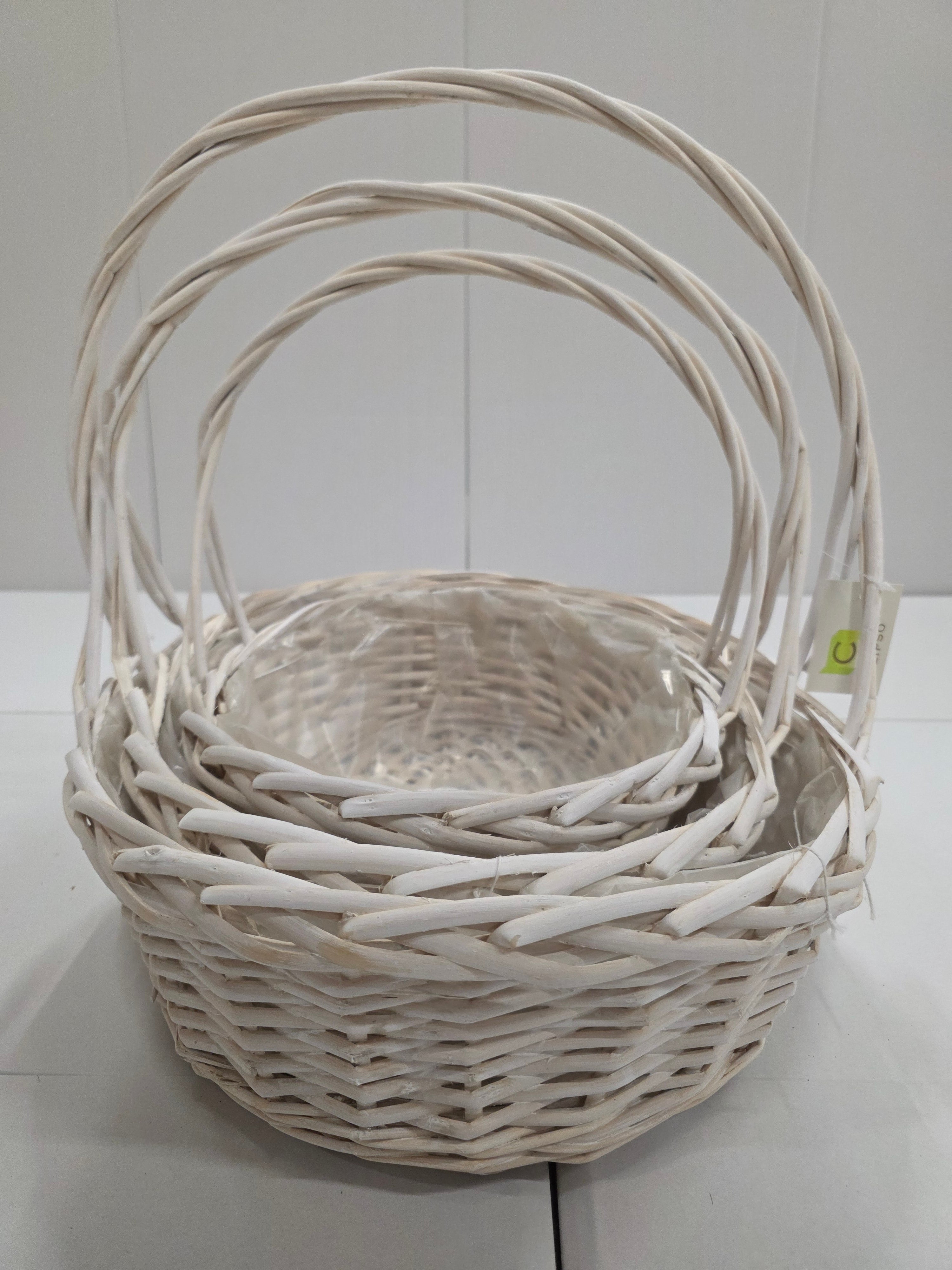 Basket Willow White Oval Set