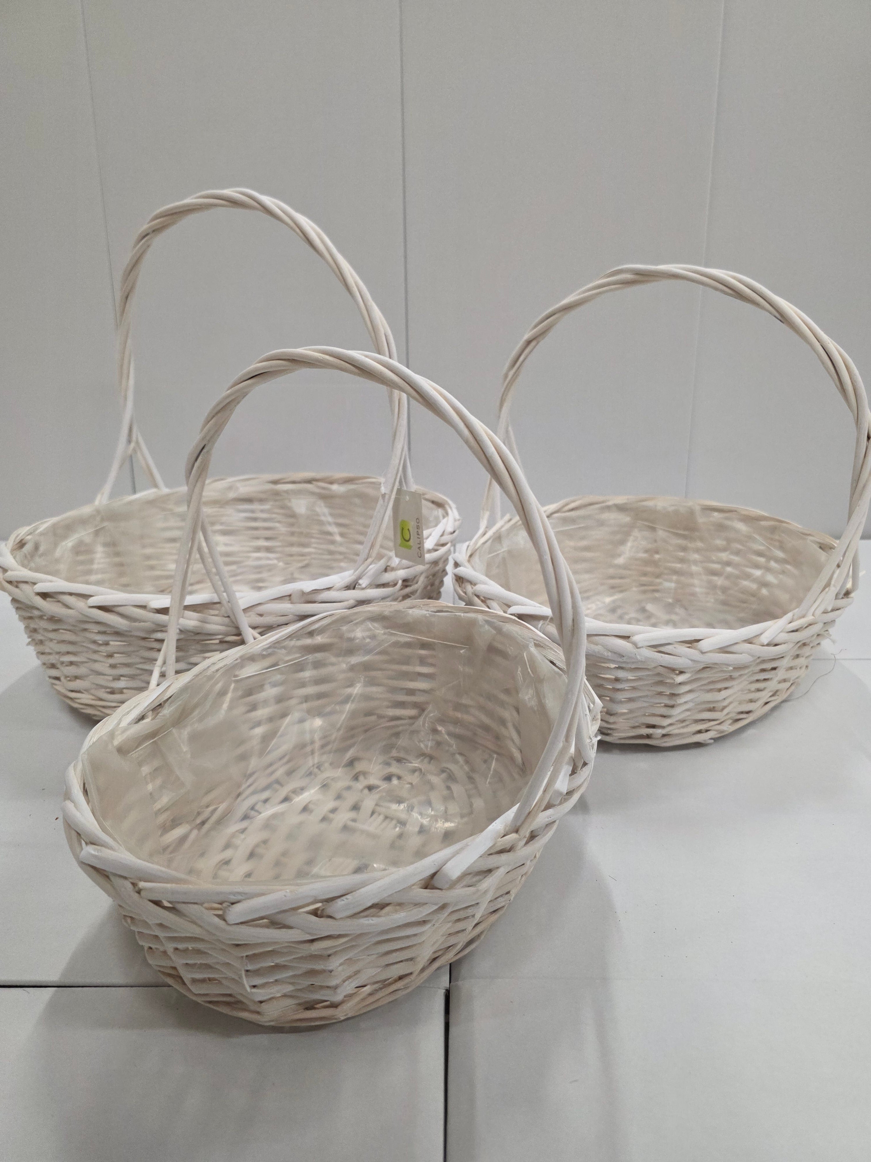 Basket Willow White Oval Set