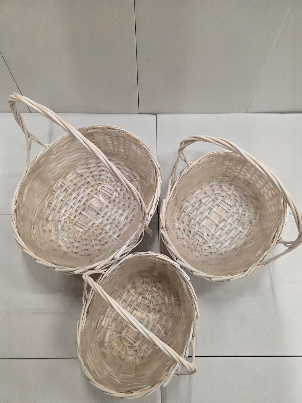 Basket Willow White Oval Set
