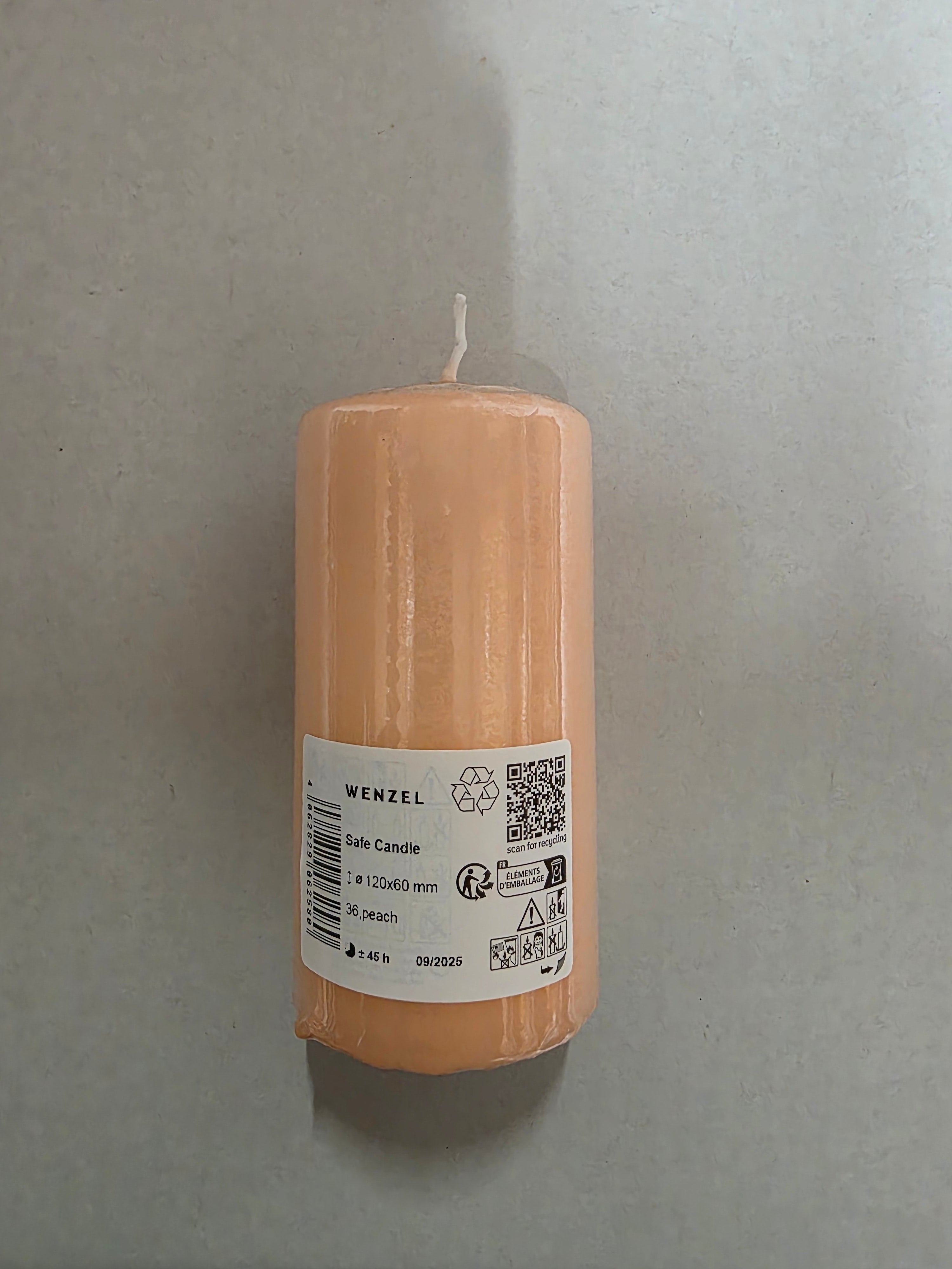 Safe Candle 120x60mm Peach (PACK OF 3)