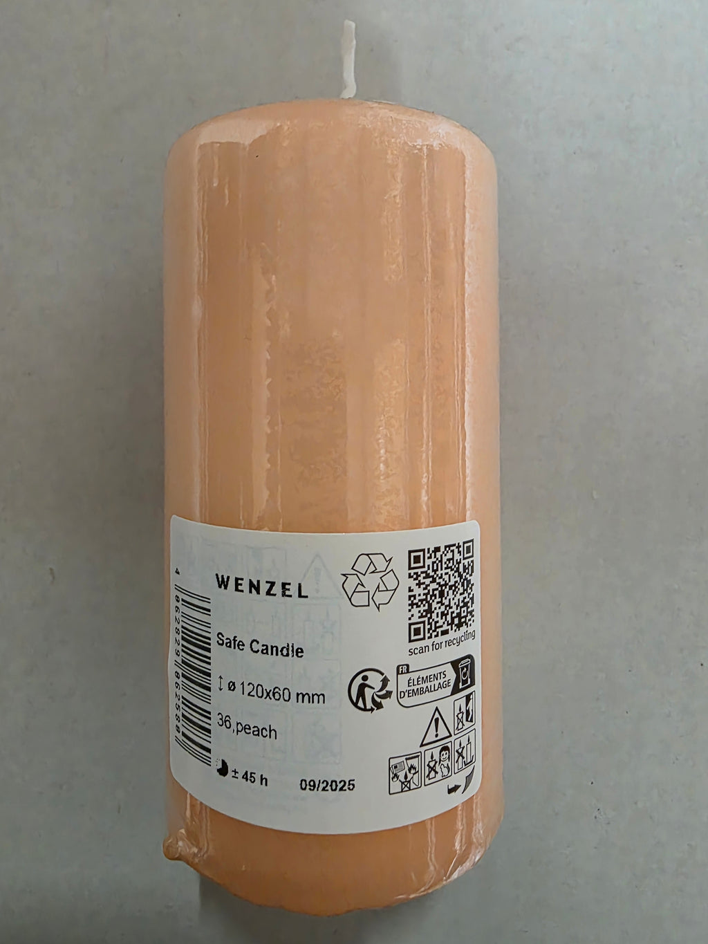 Safe Candle 120x60mm Peach (PACK OF 3)