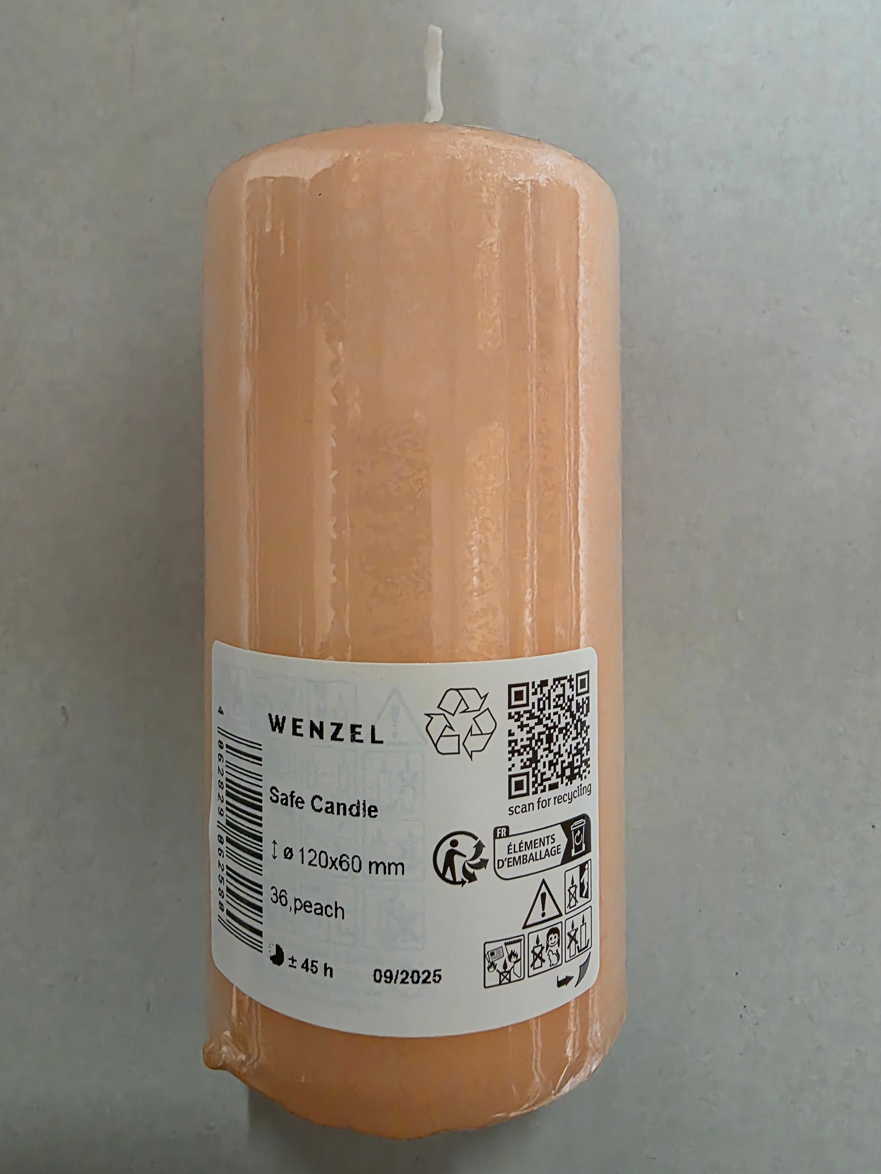 Safe Candle 120x60mm Peach (PACK OF 3)