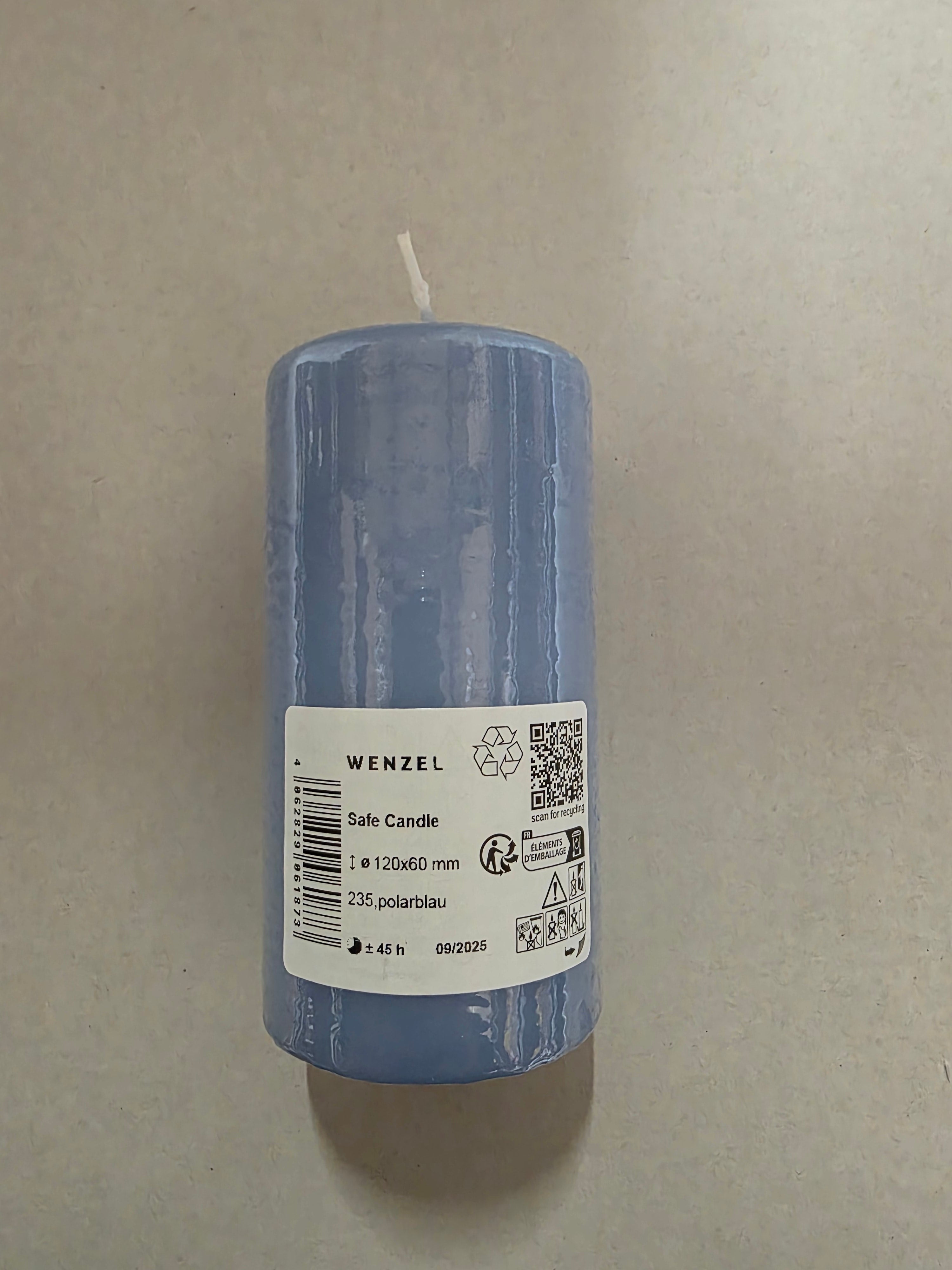 Safe Candle 120x60mm Polar Blue (PACK OF 3)