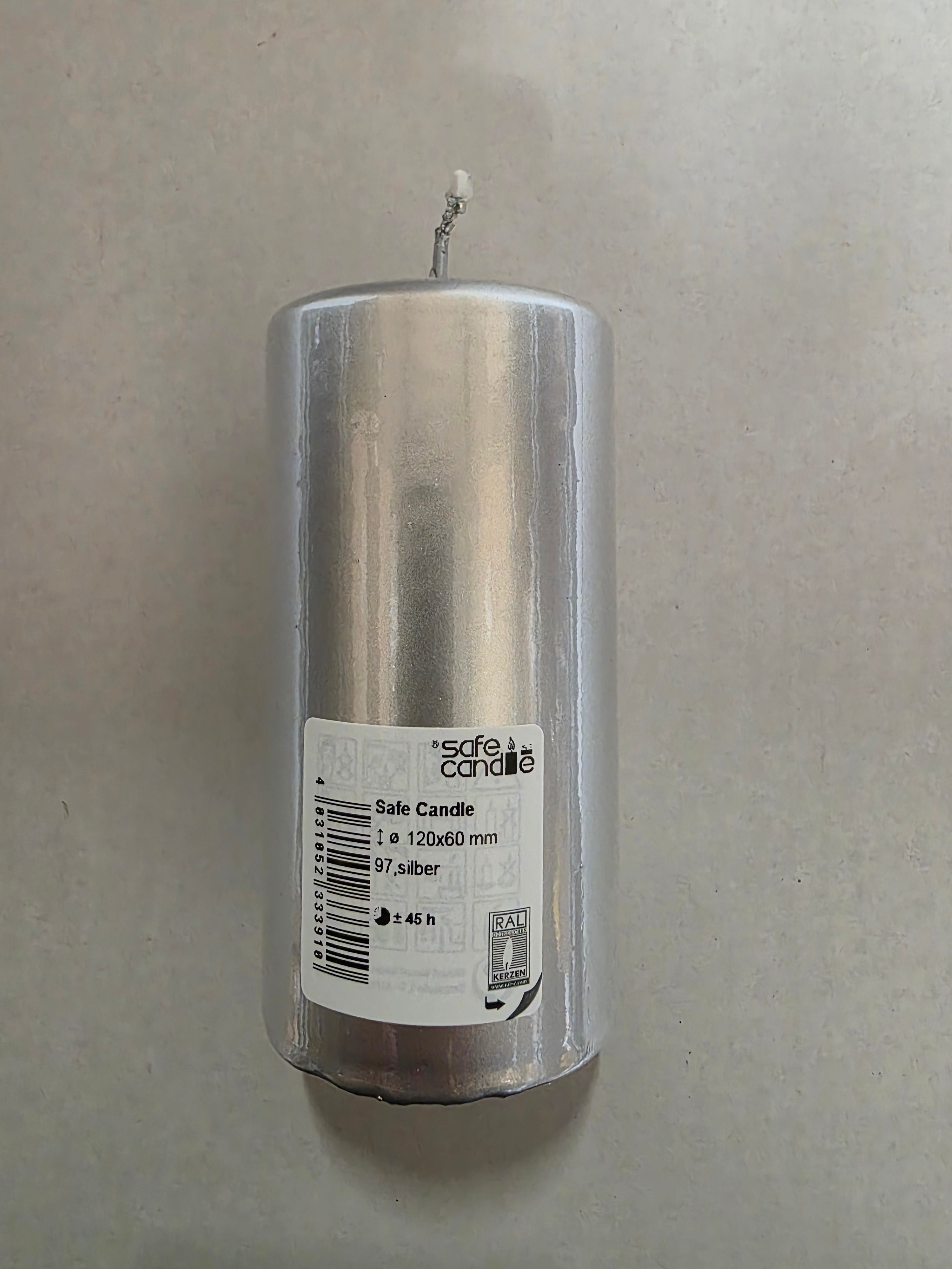 Safe Candle 120x60mm Silver (PACK OF 2)