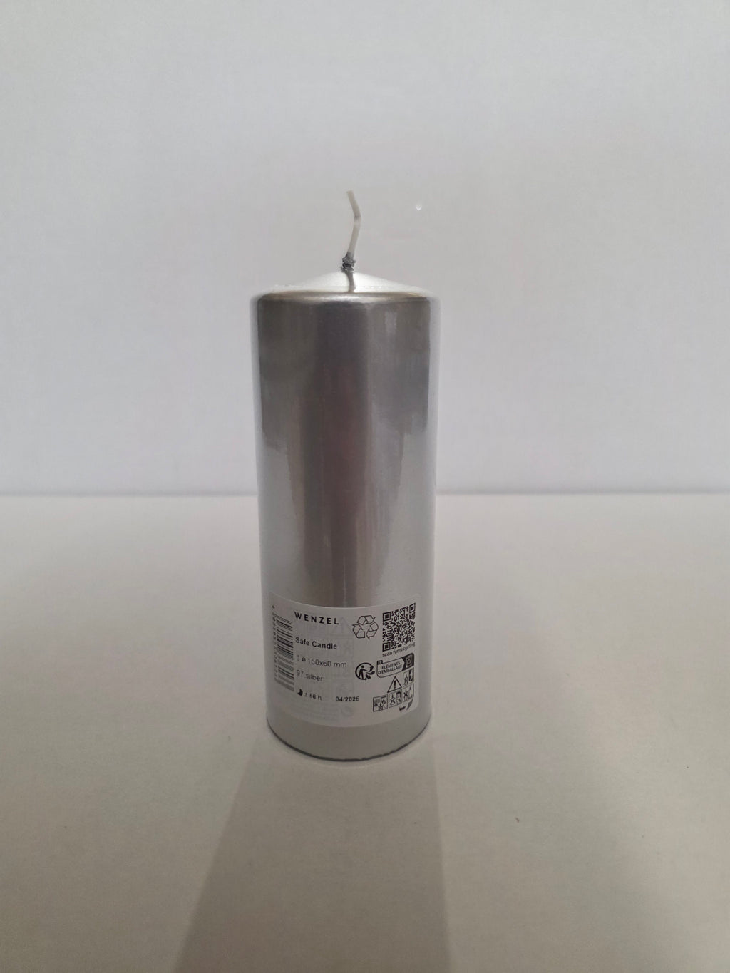 Safe Candle 150x60mm Silver (PACK OF 2)