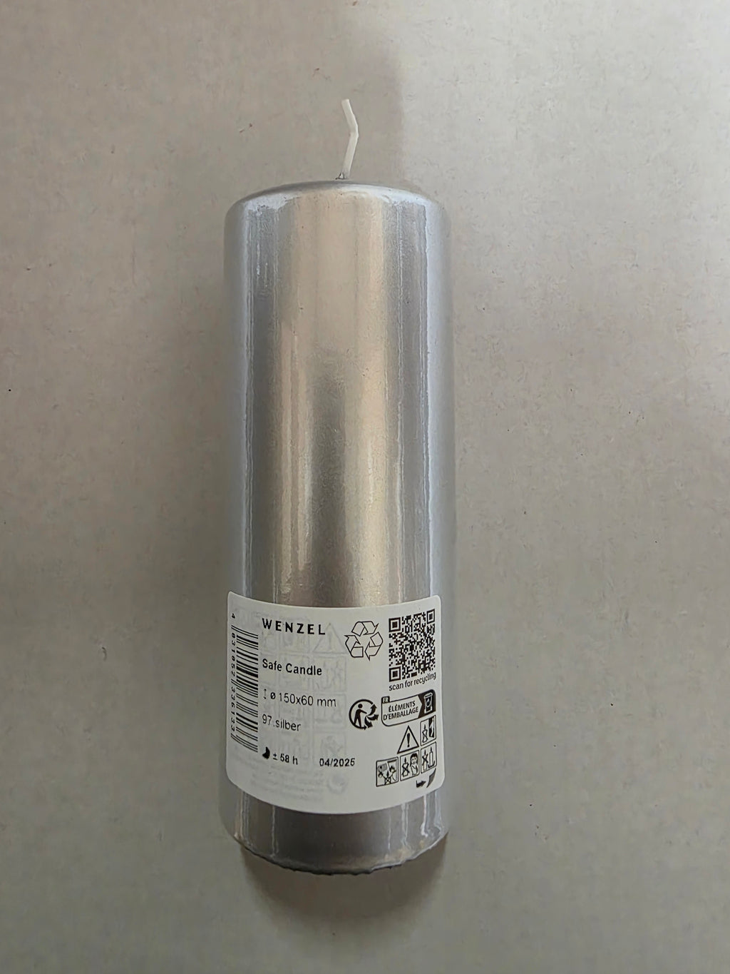 Safe Candle 150x60mm Silver (PACK OF 2)