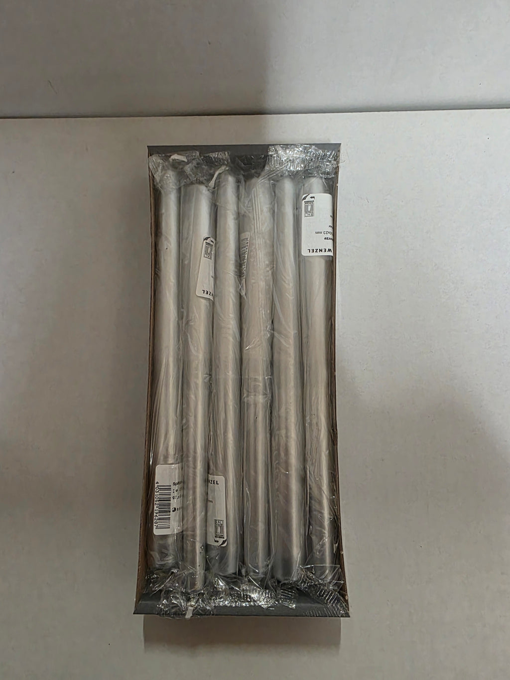 Tapered Candle 250x23mm Silver X12