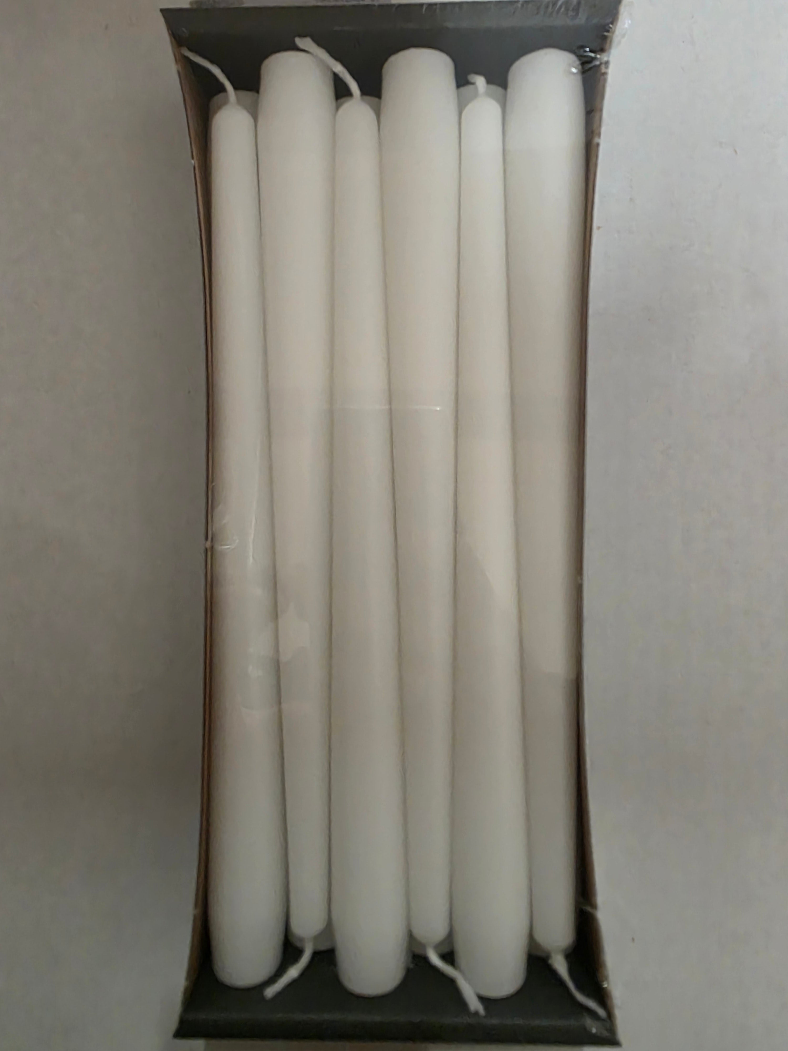 Tapered Candle 250x23mm White X12
