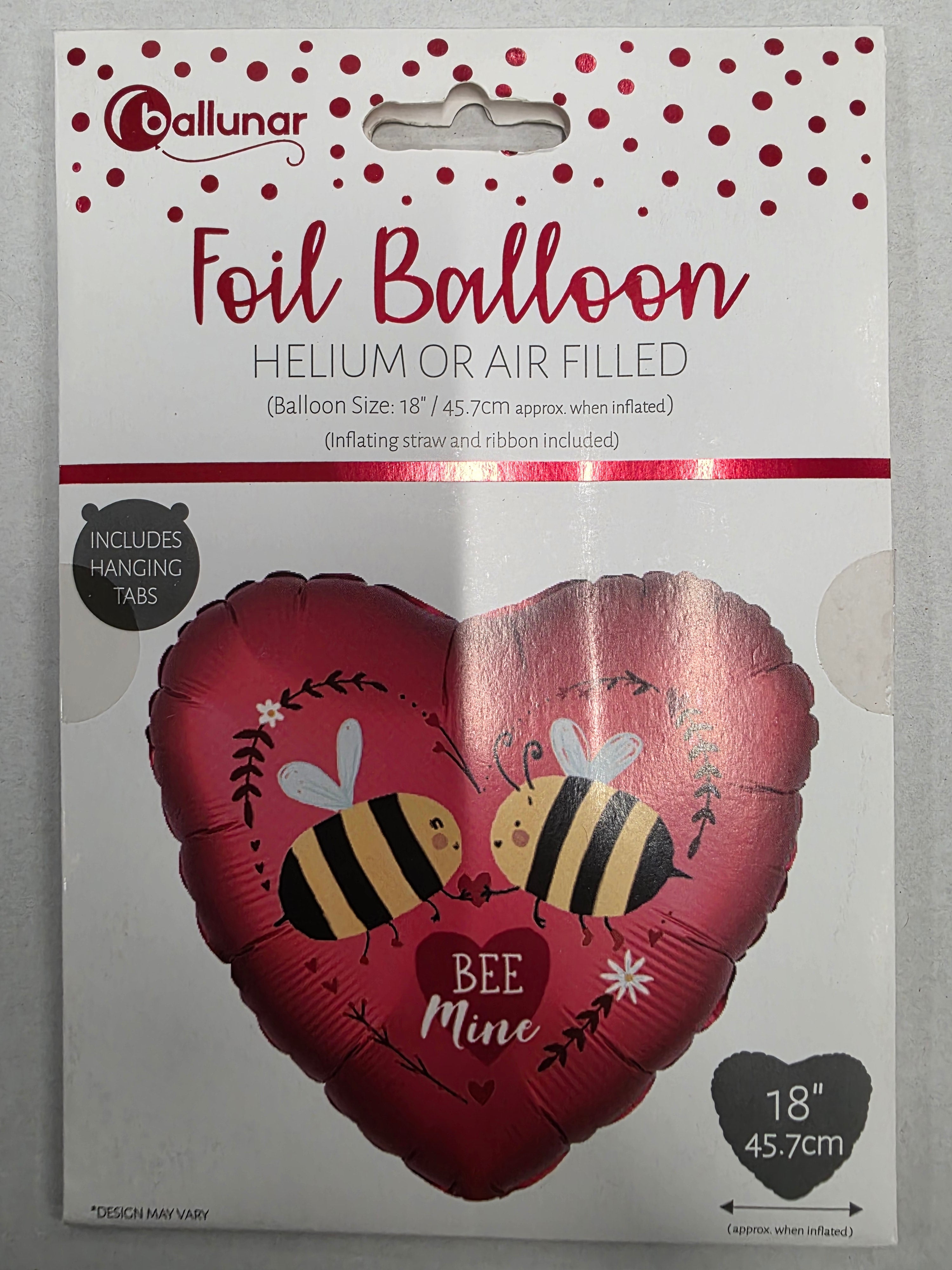 Balloon 18 Inch Bee Mine Heart (PACK OF 4)