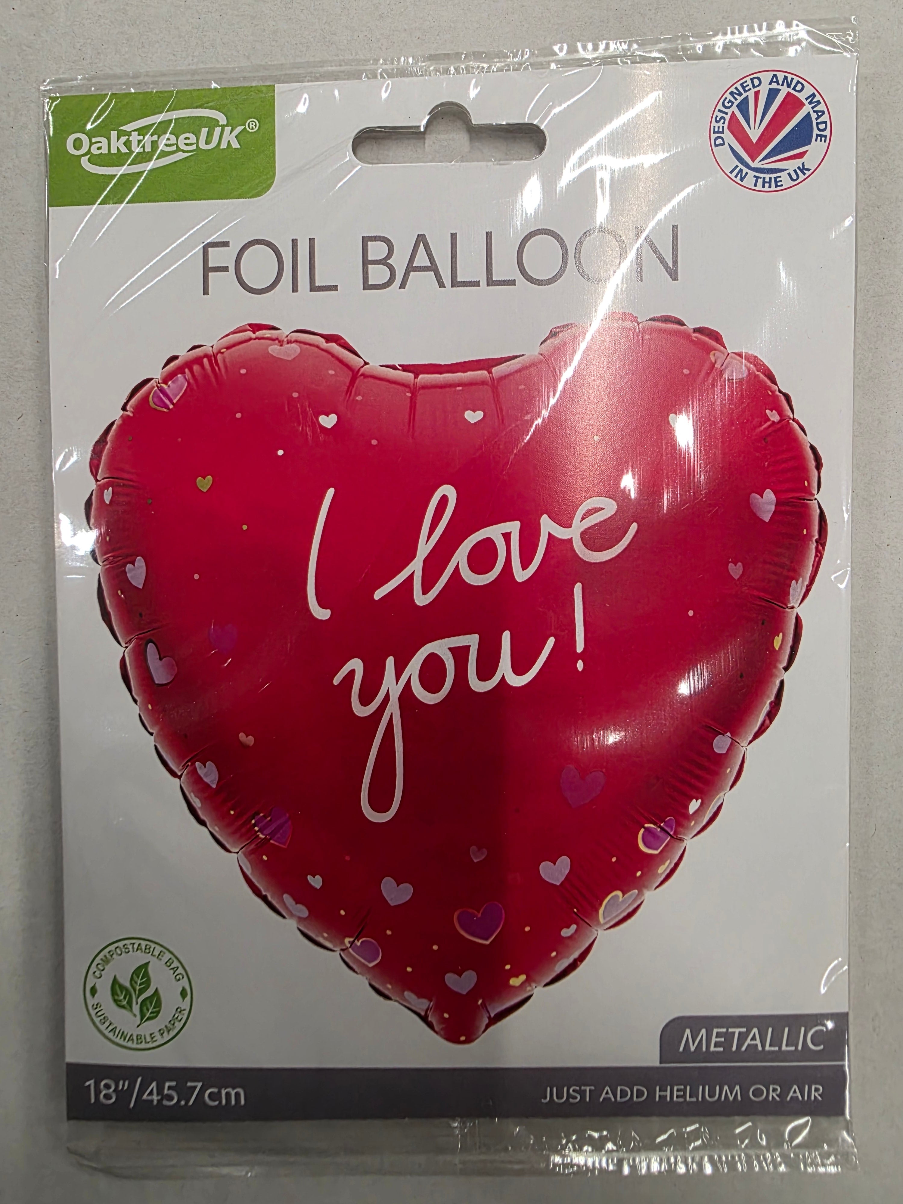 Balloon 18 Inch I Love You Hearts And Dots (PACK OF 5)