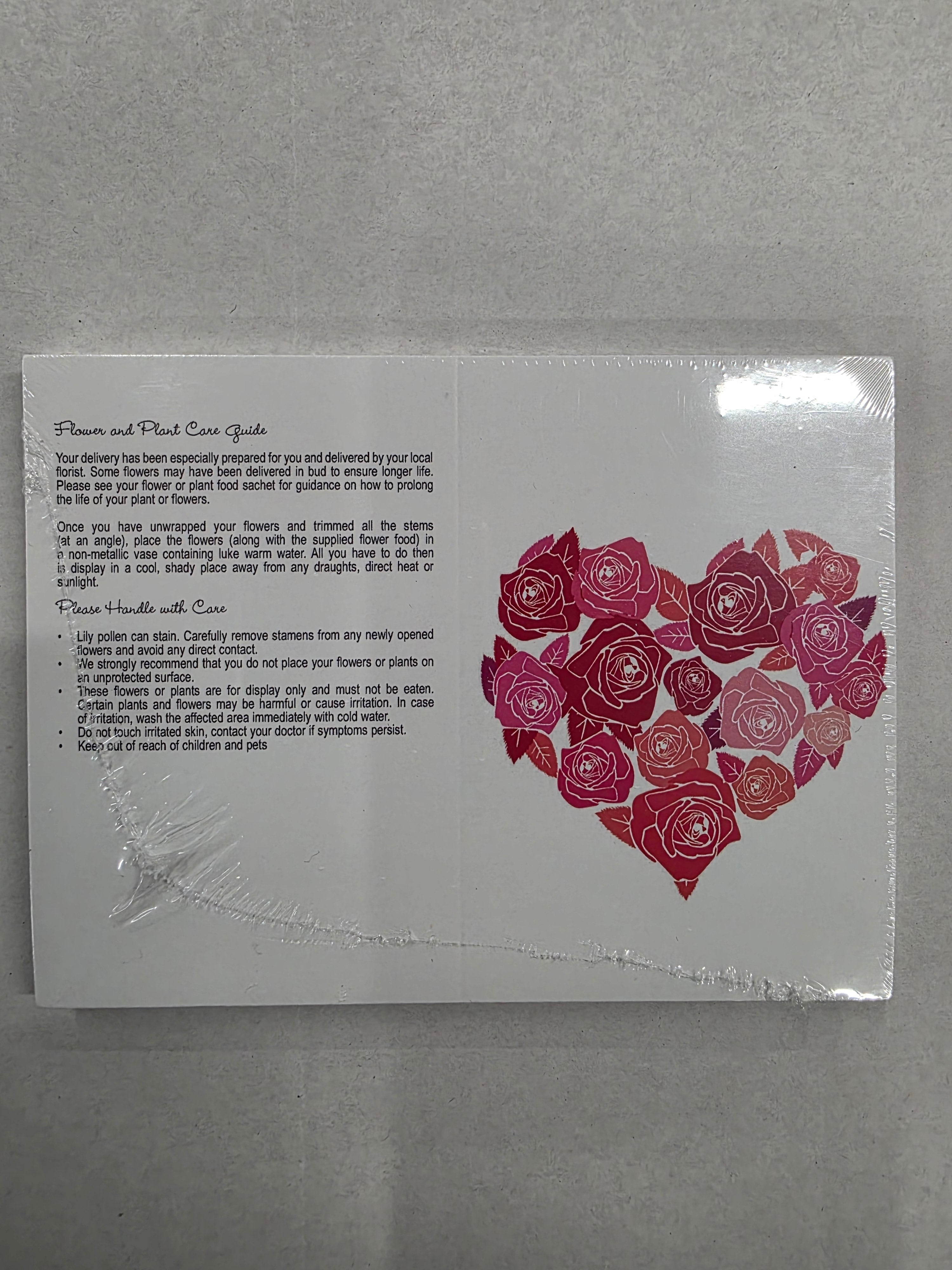 Folded Card Rose Heart Red Pink (3 pack of 25 cards each)