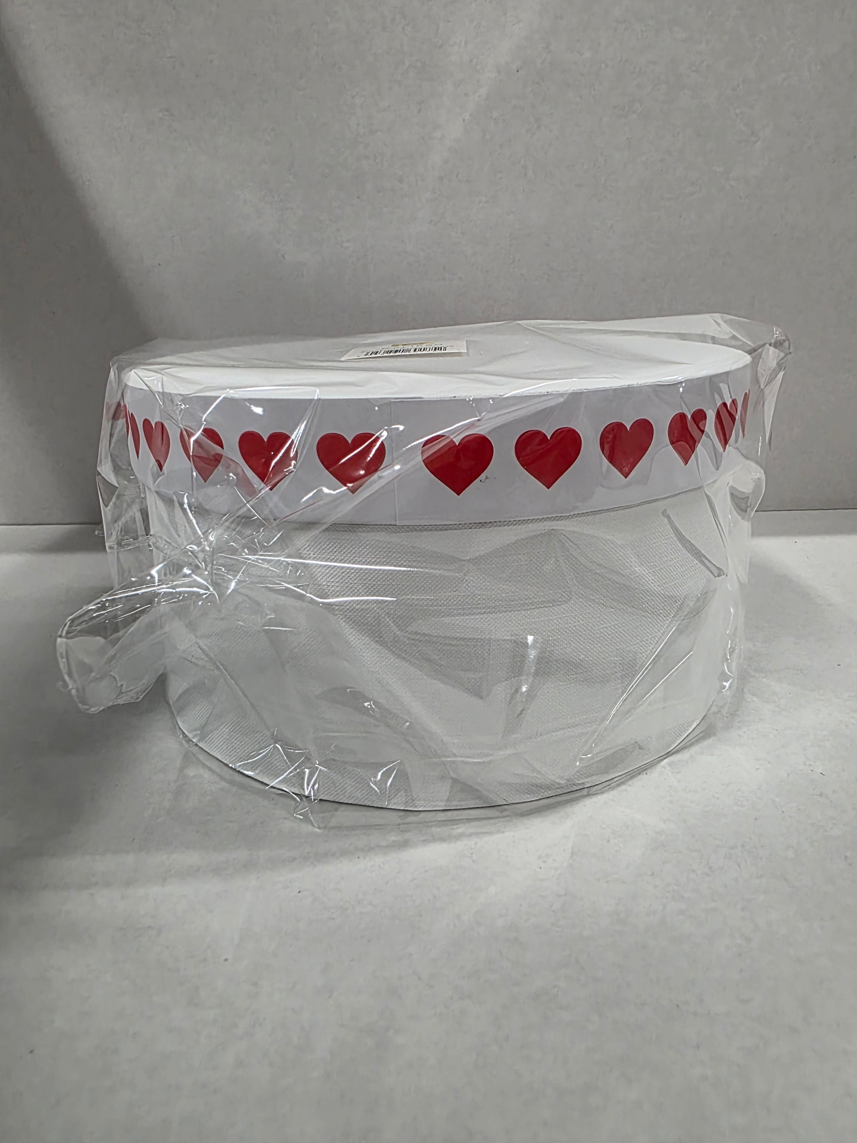 Hat Box 2 Set White Red Hearts