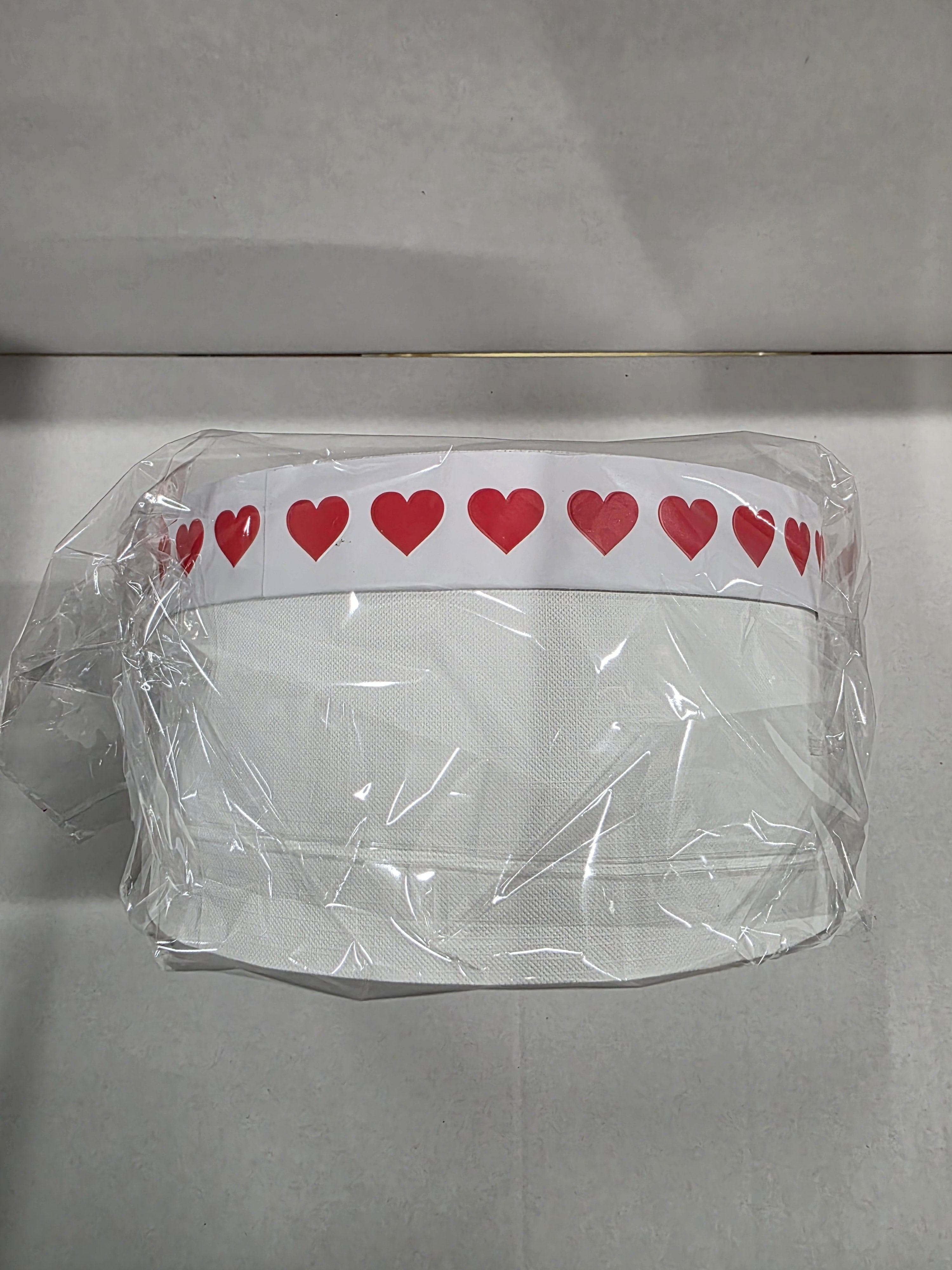 Hat Box 2 Set White Red Hearts
