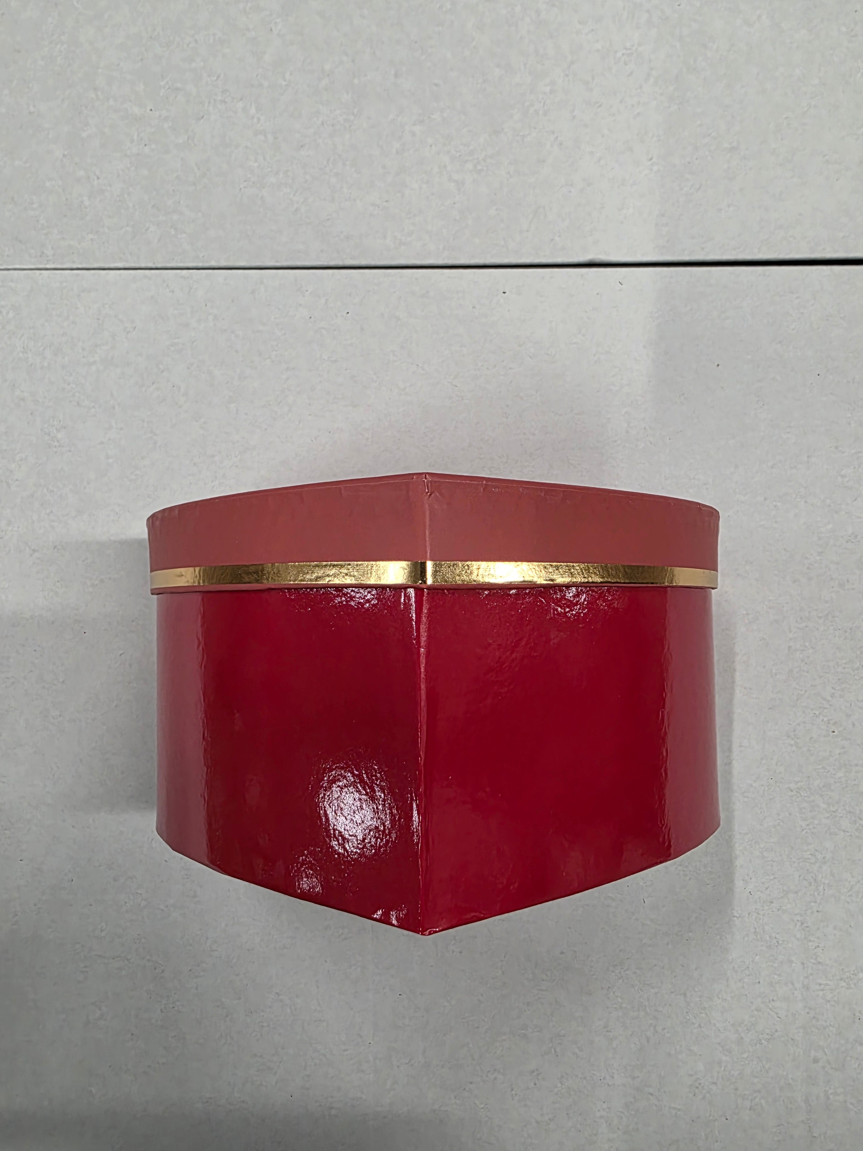 Hat Box Red Gold Heart 19x15x10cm (PACK OF 2)