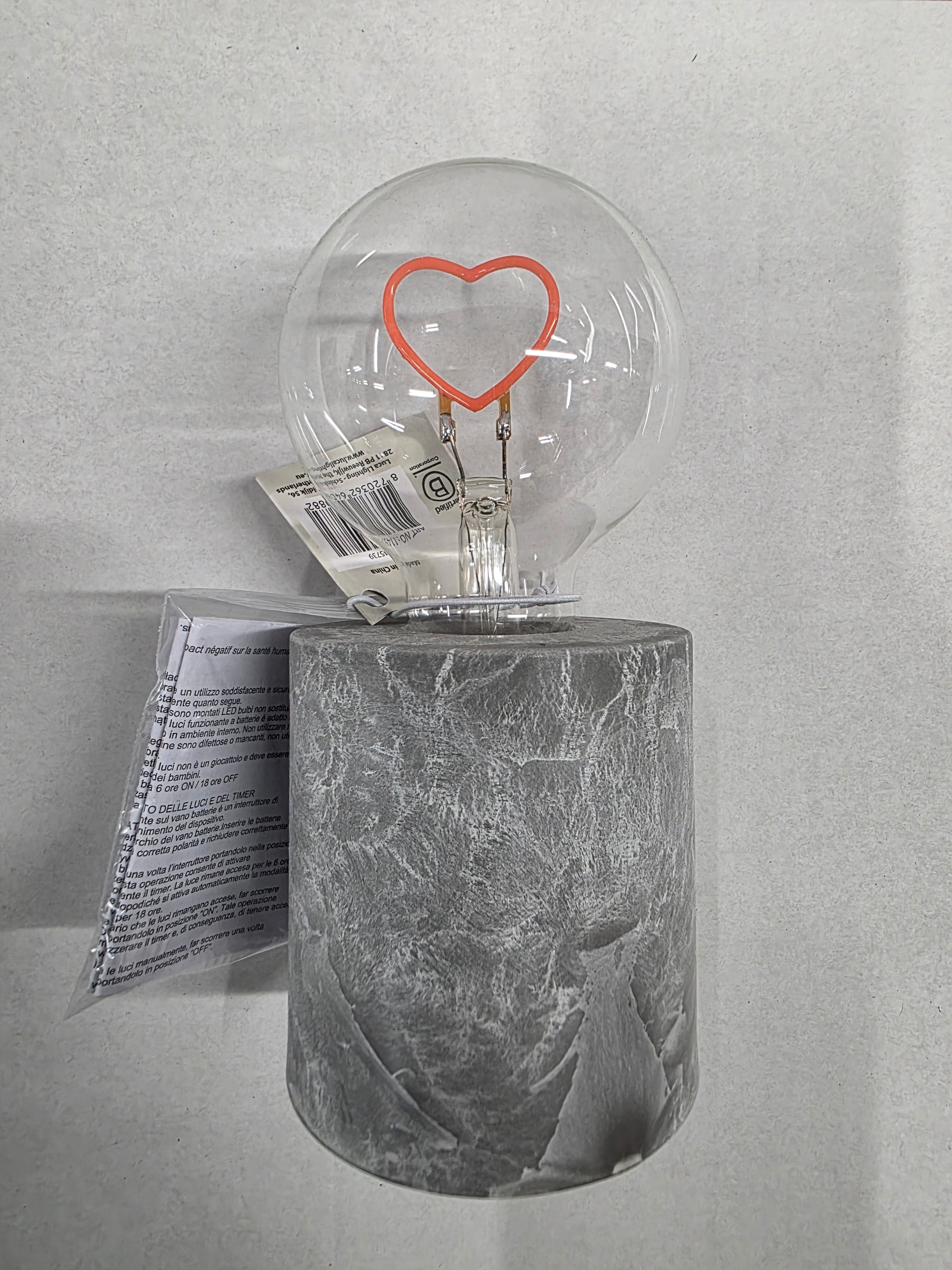 Lamp Heart Pink Battery Operated Timer