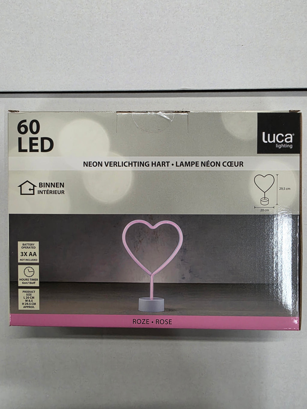 Neon Light Heart Pink L E D 20cm