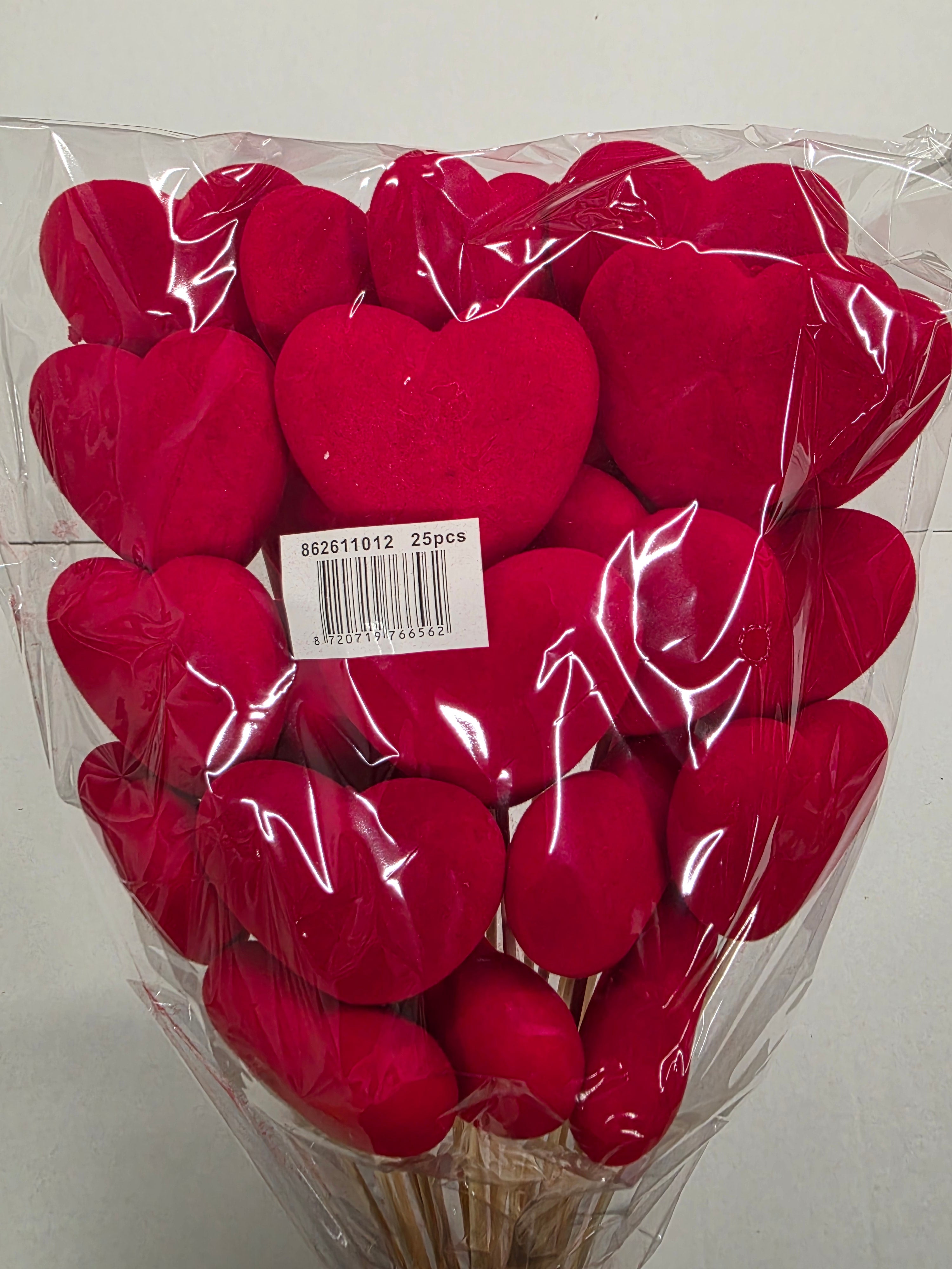 Pick Heart Flocked Red 6.5x2x56.5cm
