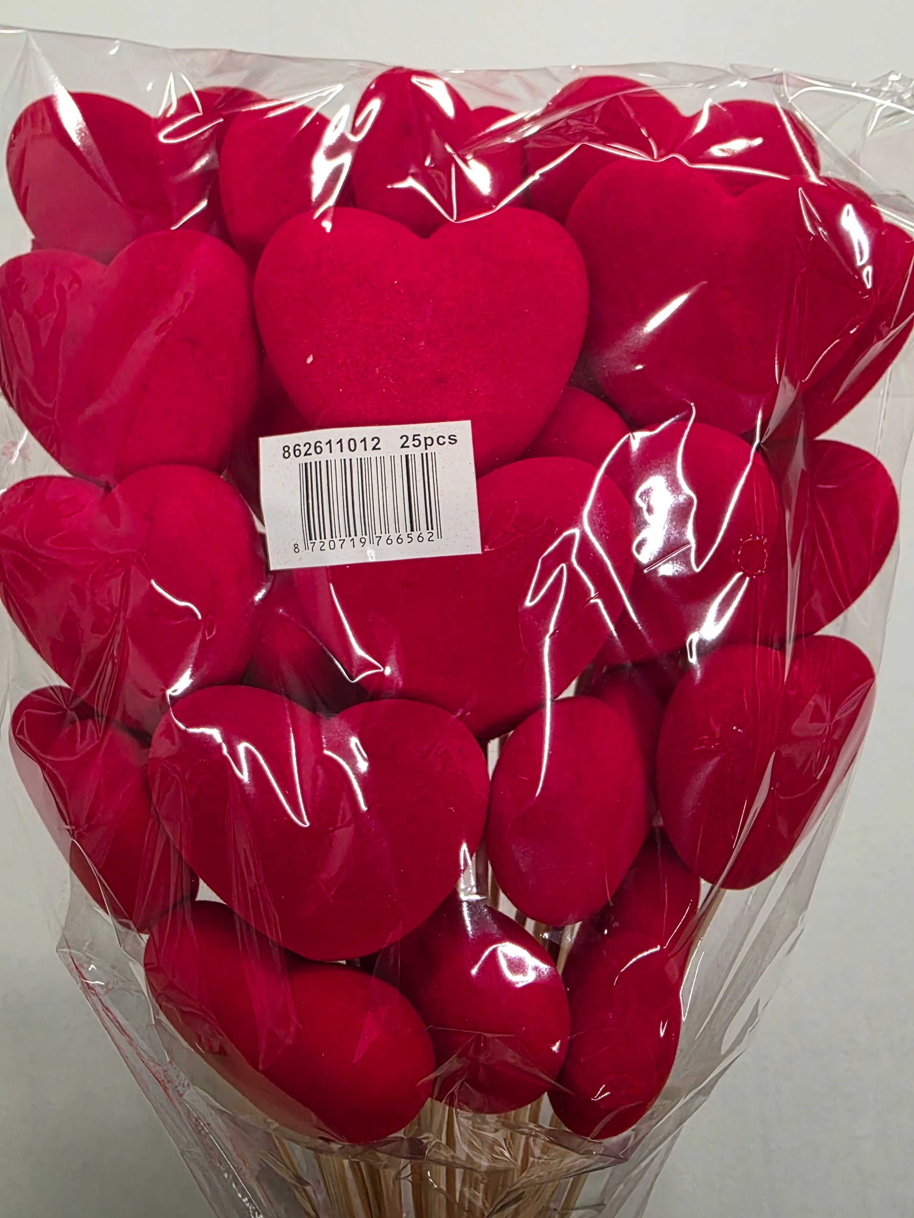 Pick Heart Flocked Red 6.5x2x56.5cm