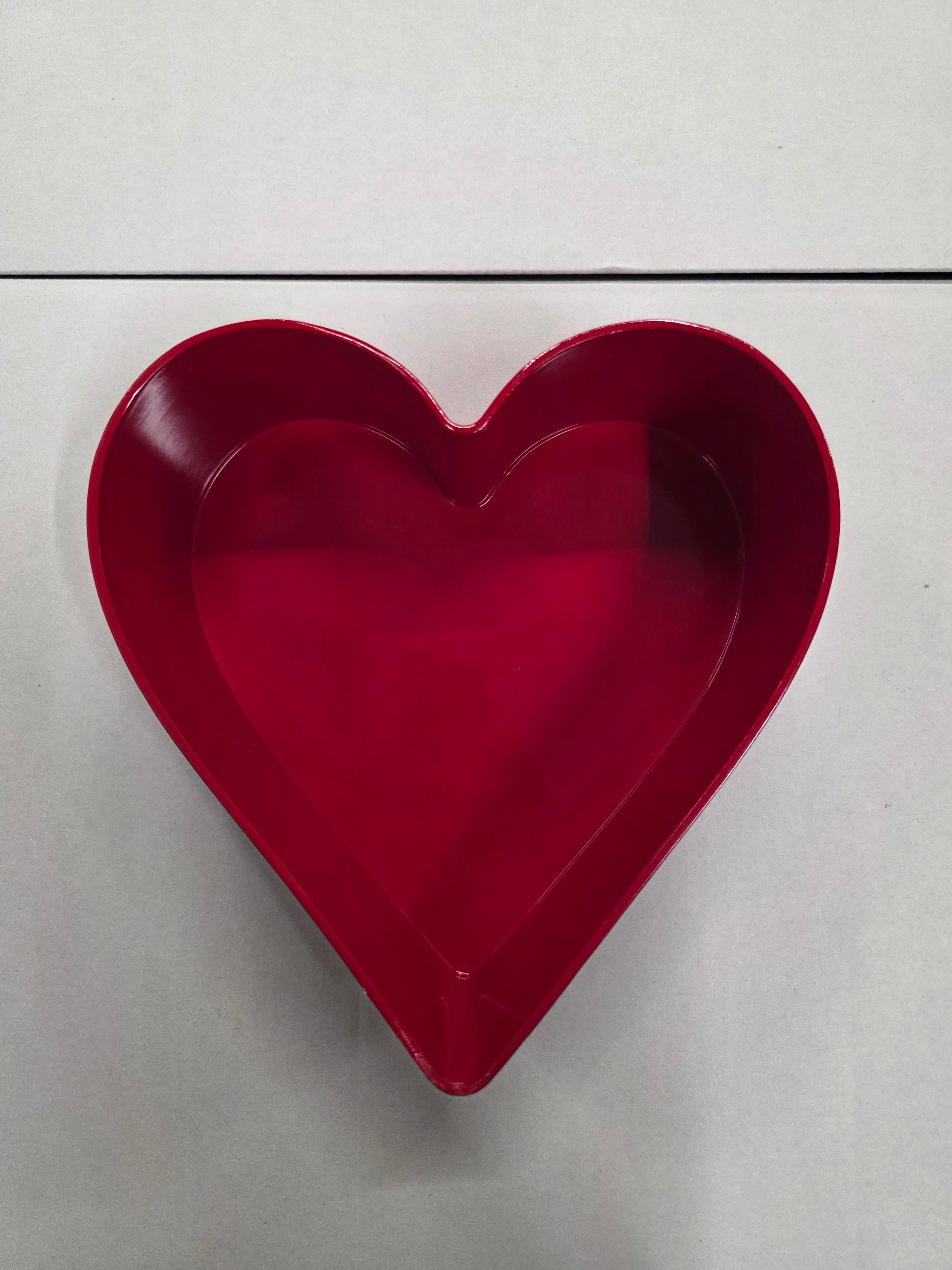 Plastic Bowl Heart Melam Red 22cm