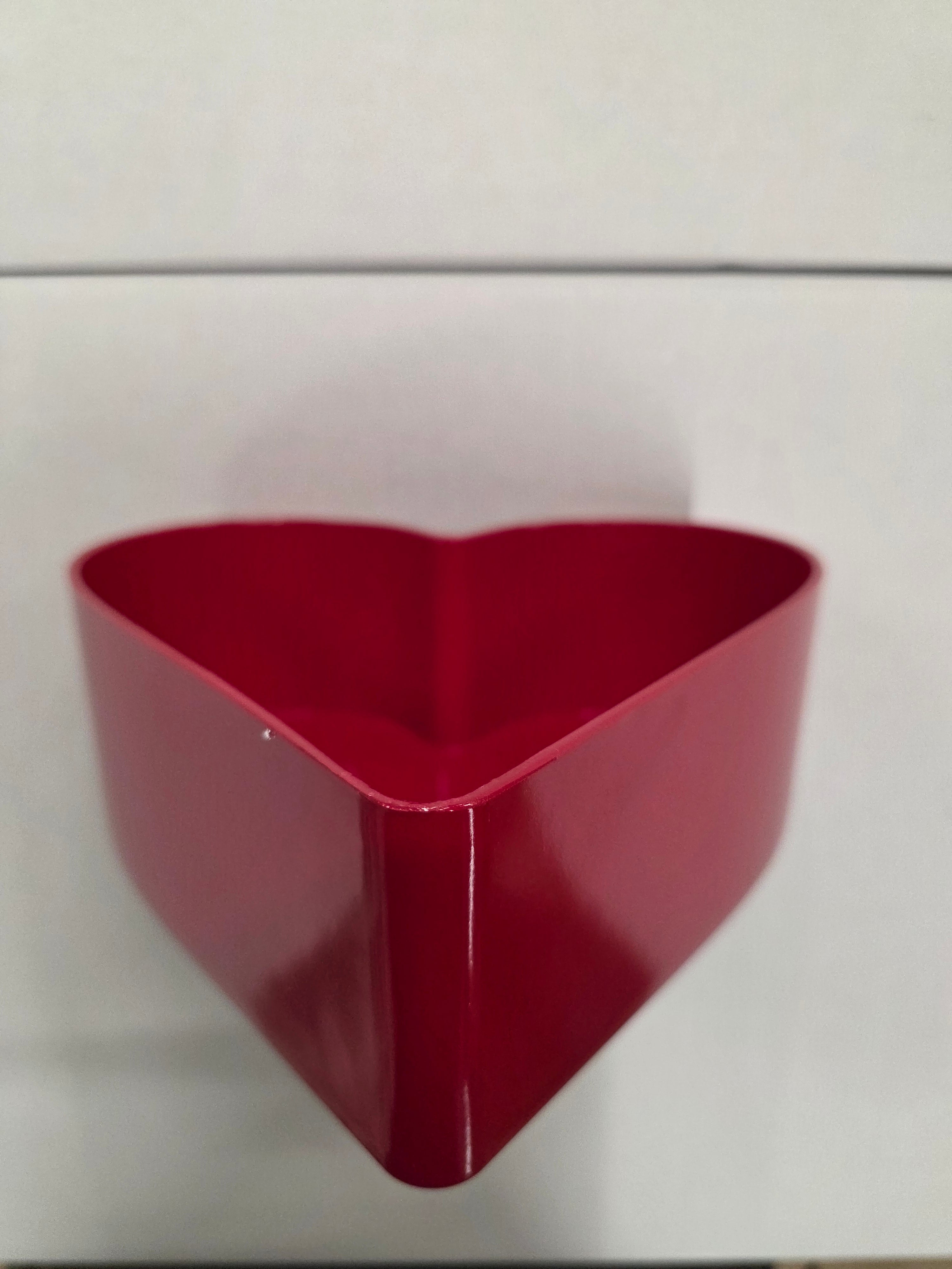 Plastic Bowl Heart Melam Red 22cm