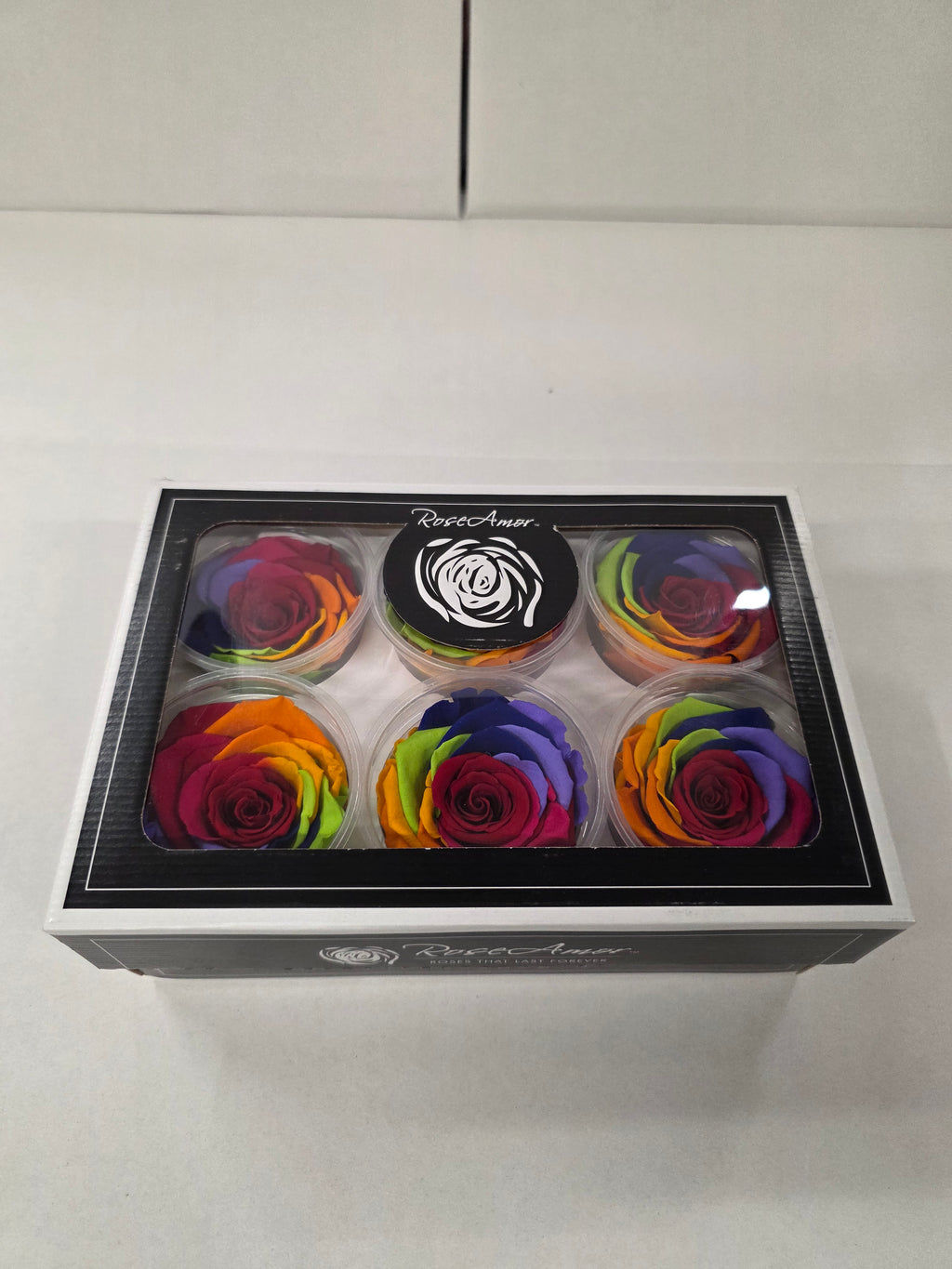Artificial Preserved Rosa Xl Rainbow Red 02