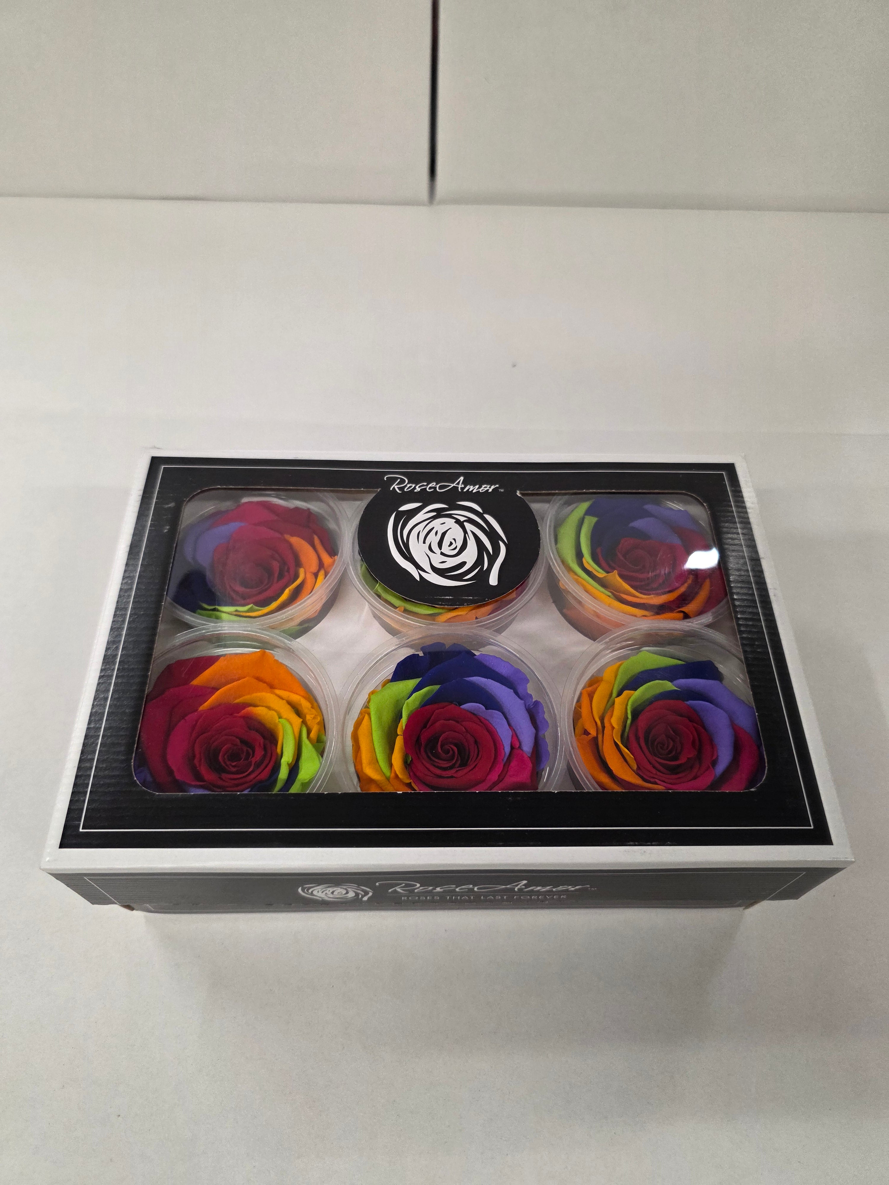 Artificial Preserved Rosa Xl Rainbow Red 02