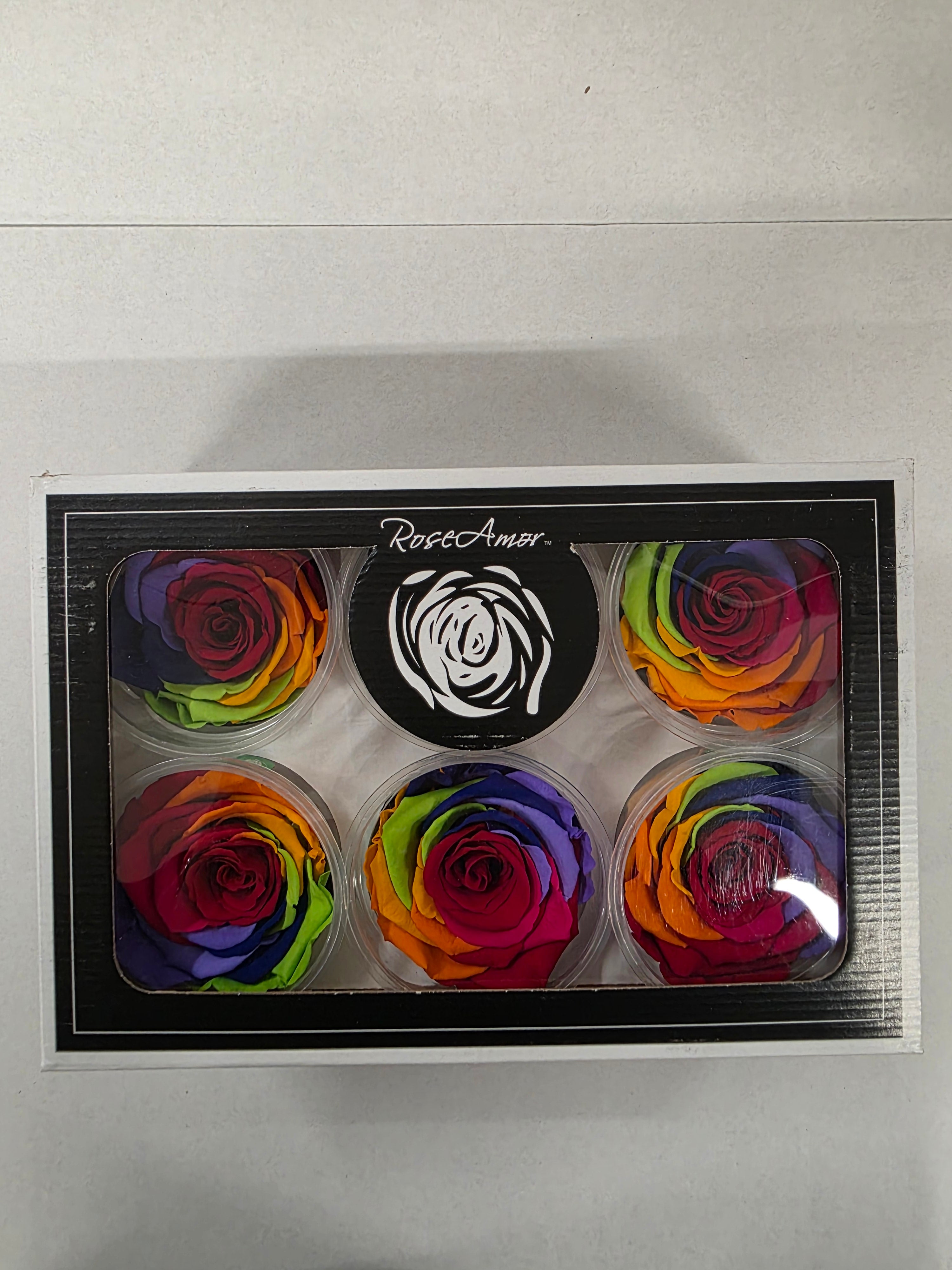 Artificial Preserved Rosa Xl Rainbow Red 02