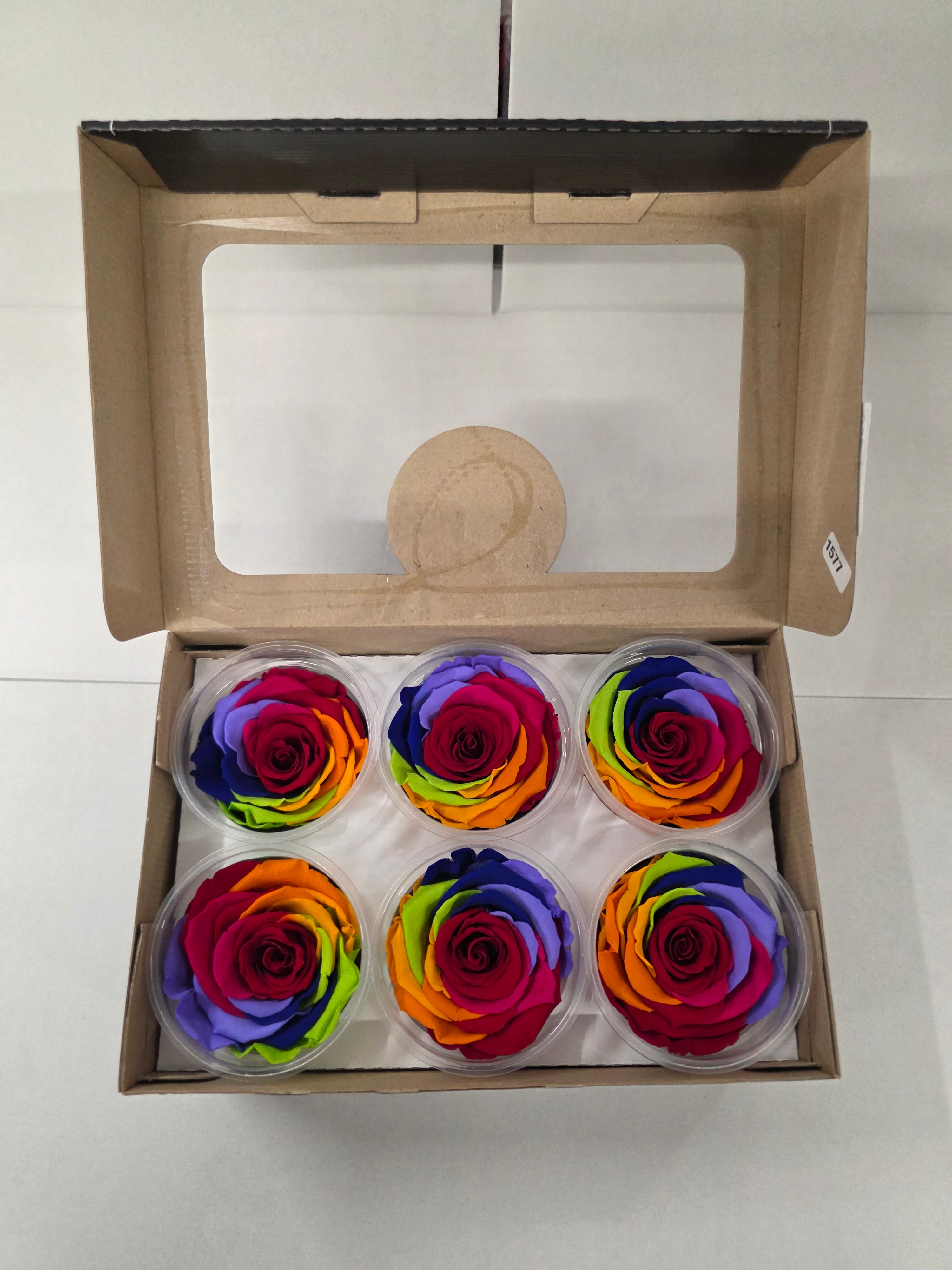Artificial Preserved Rosa Xl Rainbow Red 02
