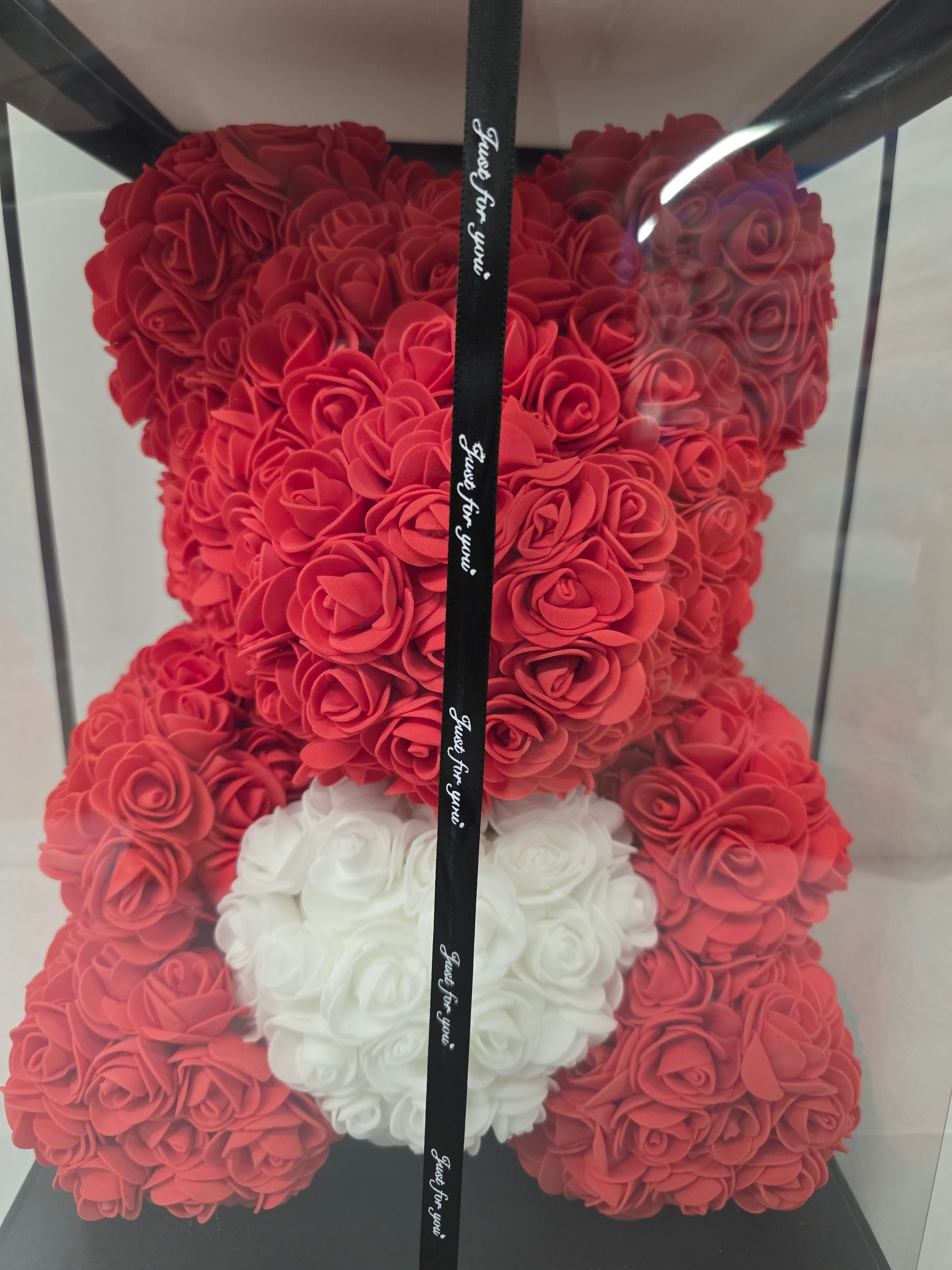 Rose Teddy Red White Heart