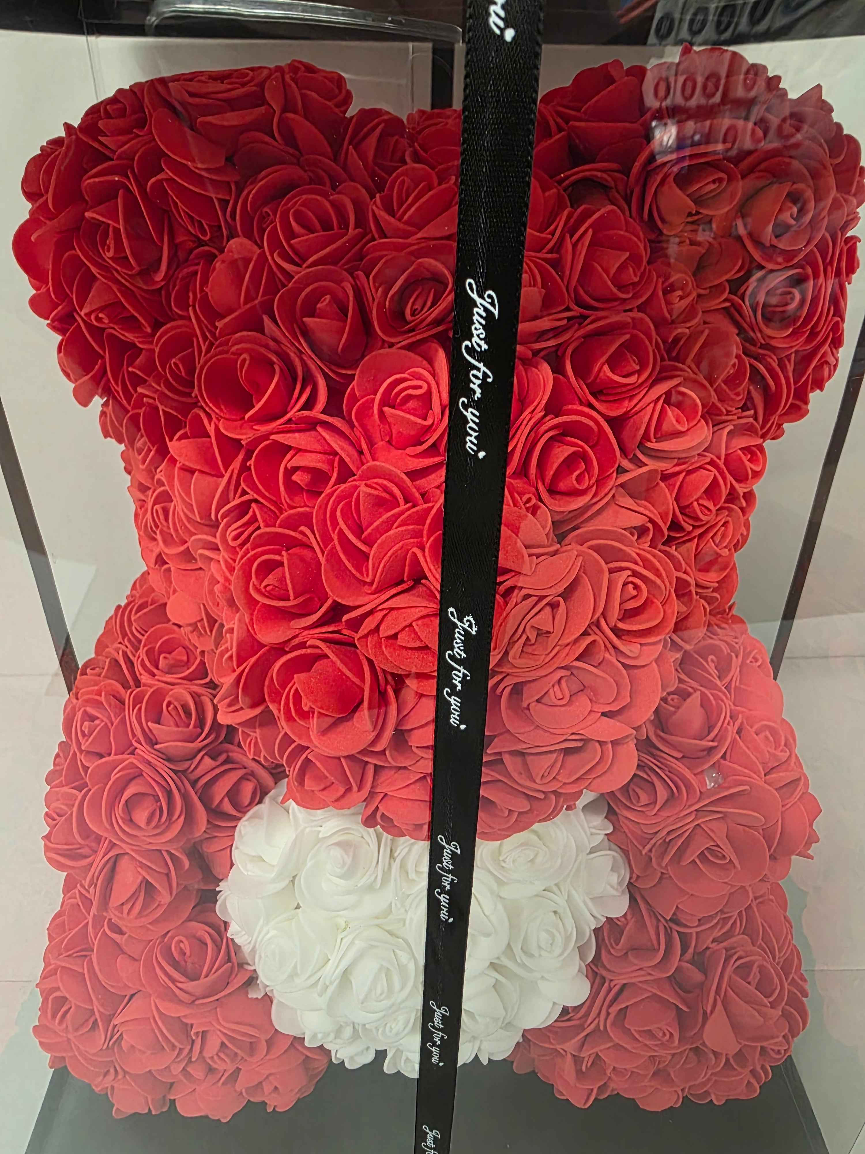 Rose Teddy Red White Heart