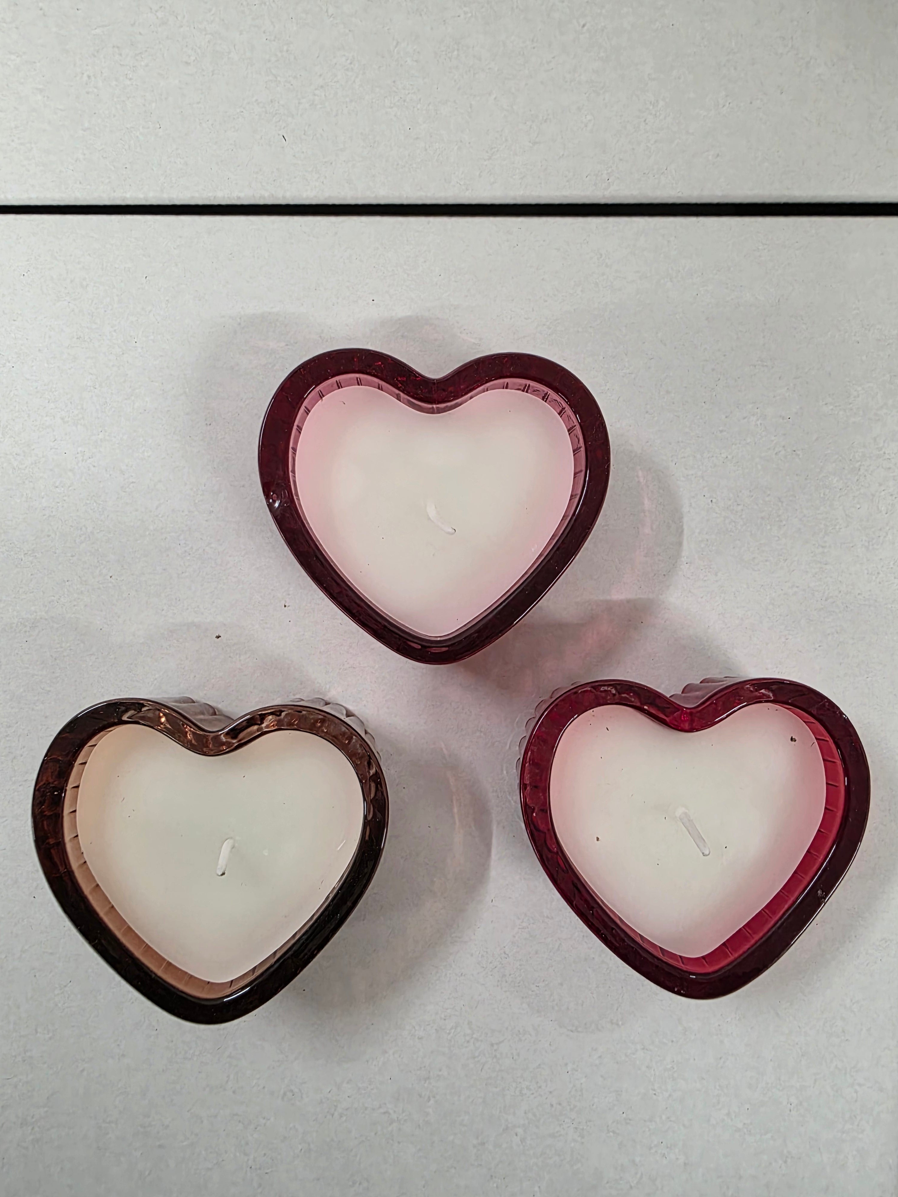Tealight Holder Heart With Wax Assorted X1 (PACK OF 3)