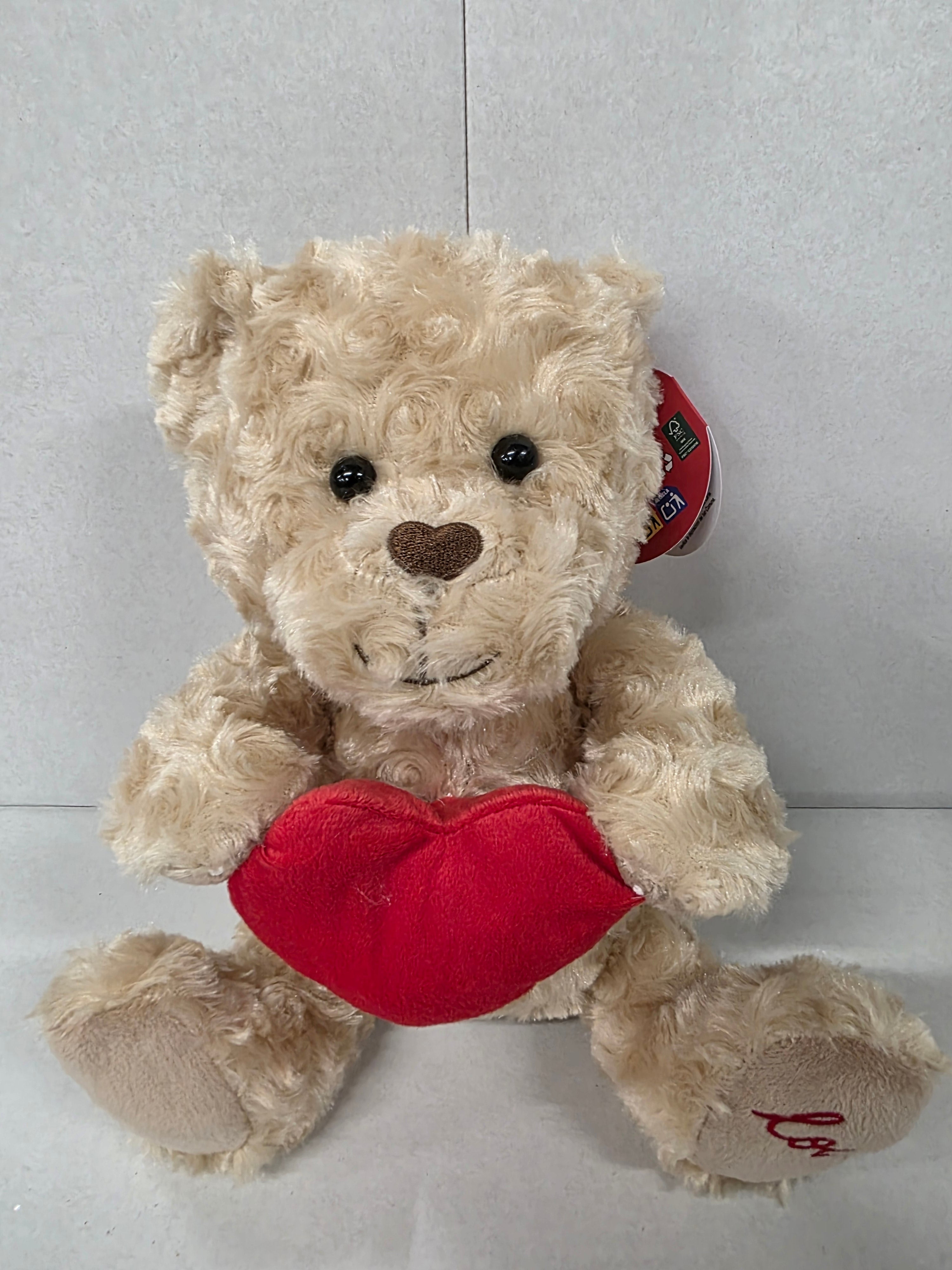 Valentines Bear With Heart 25cm (PACK OF 2)