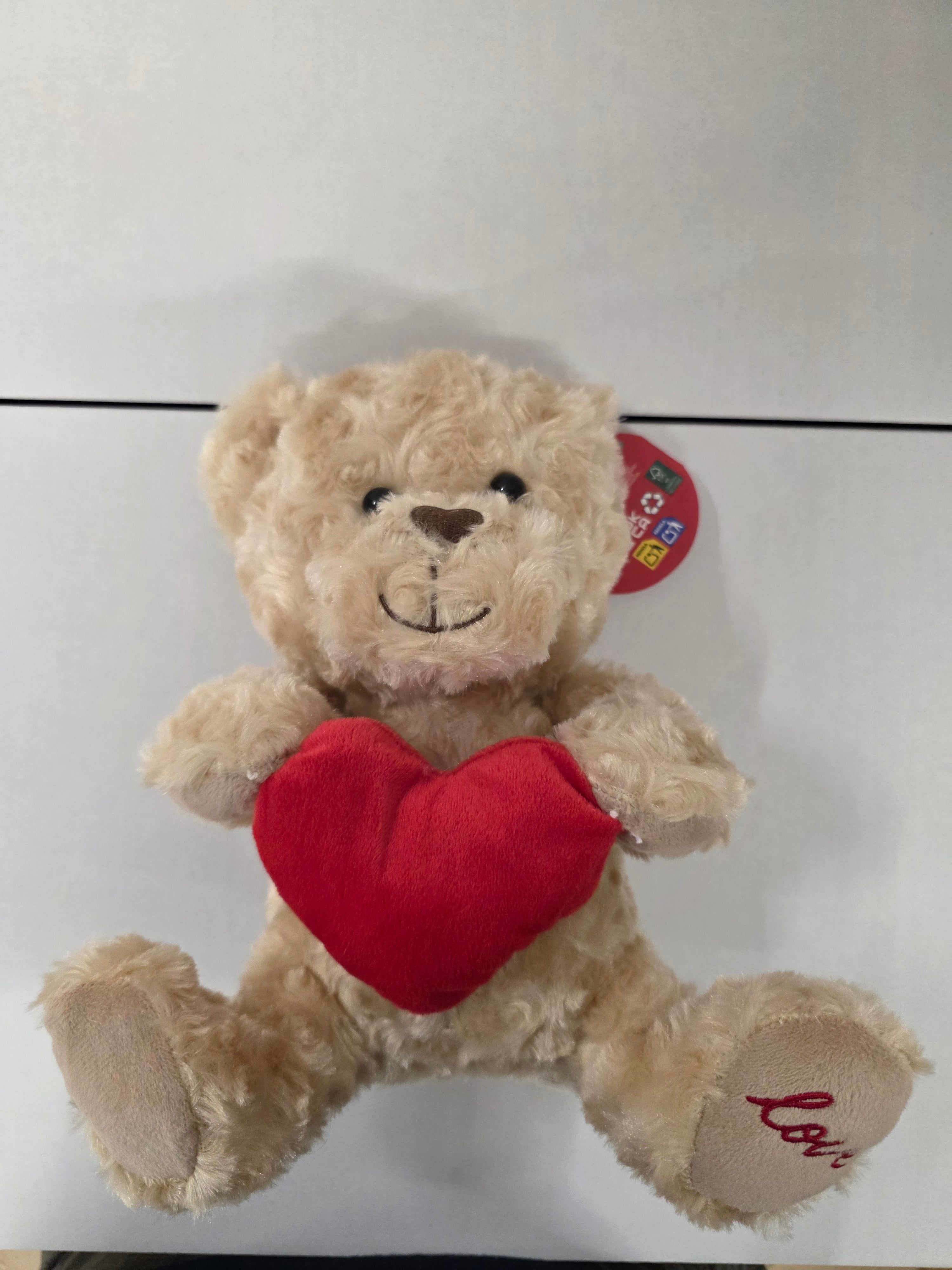 Valentines Bear With Heart 25cm (PACK OF 2)