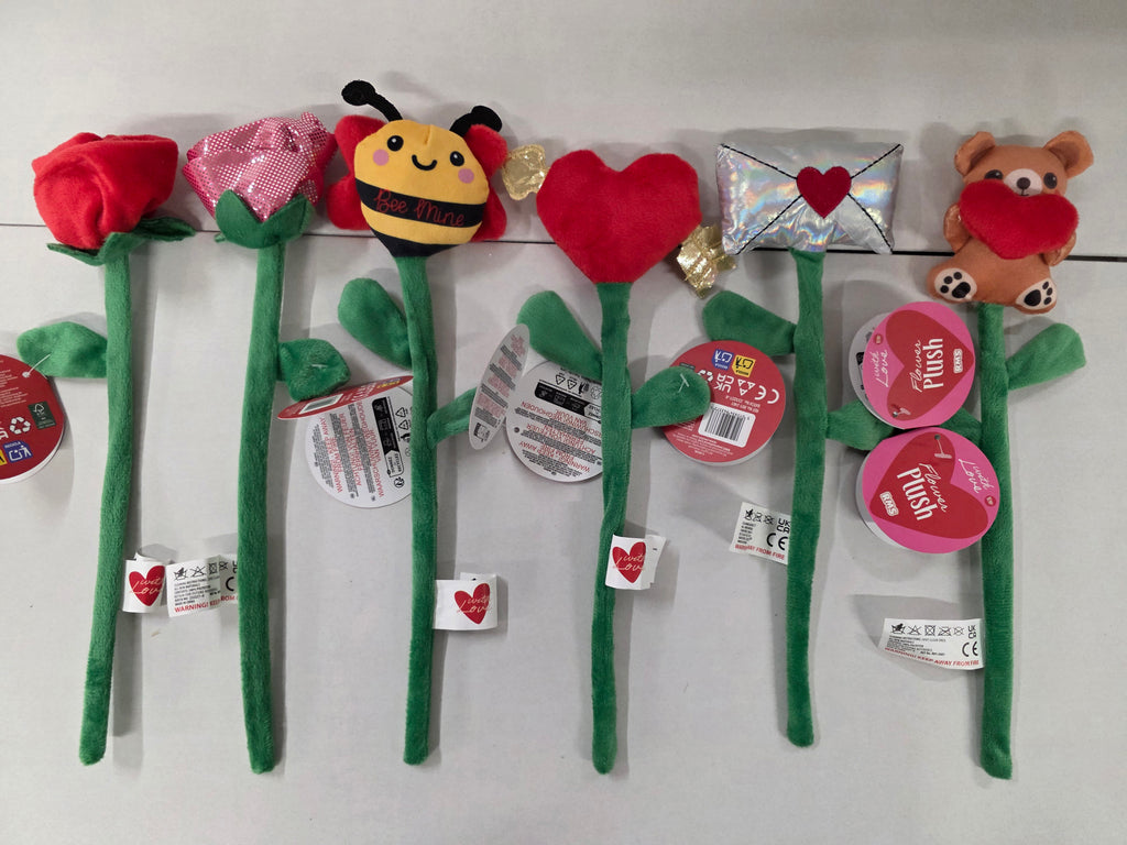 Valentines Flower Plush 30cm Assort (PACK OF 6)