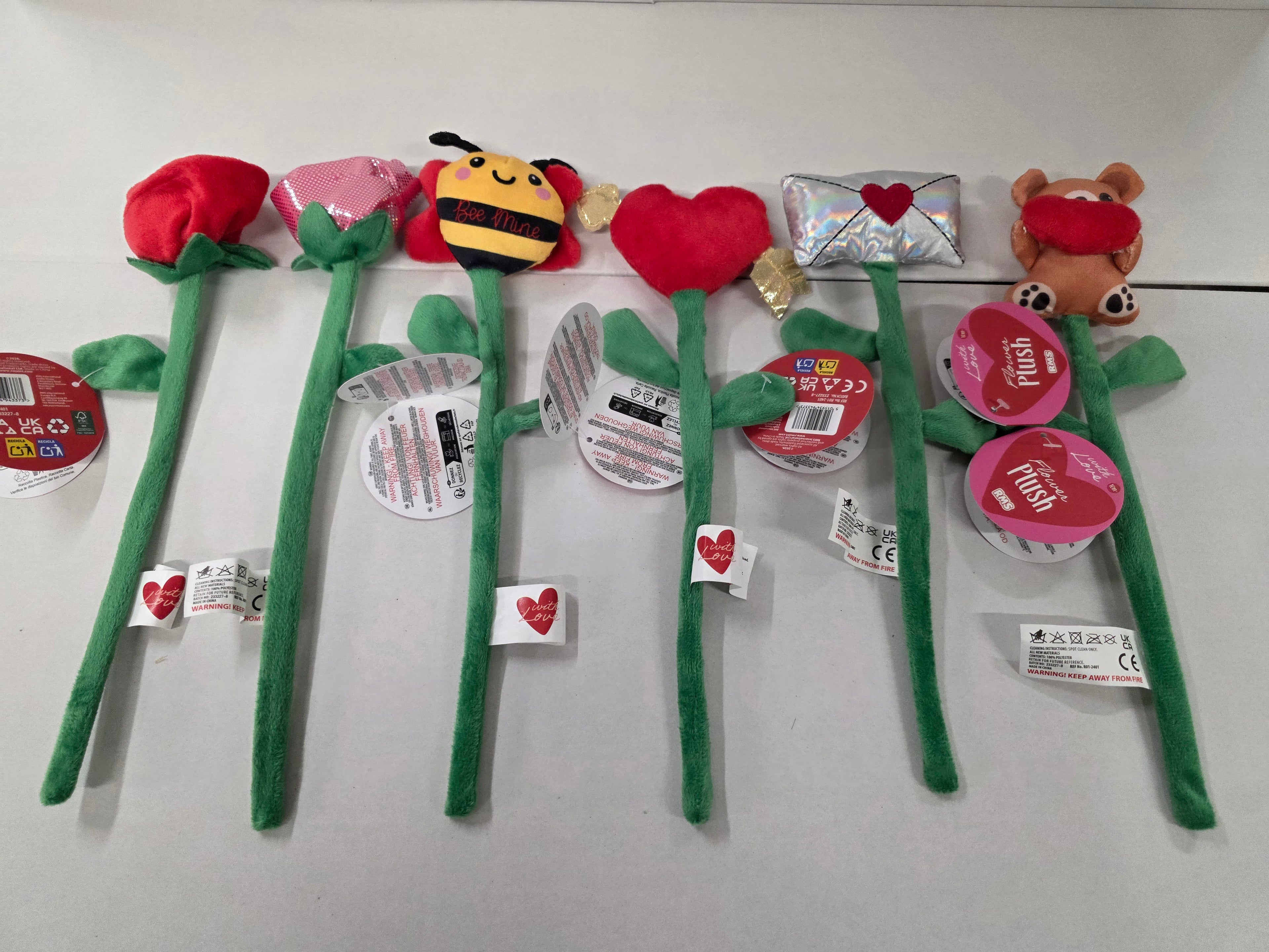 Valentines Flower Plush 30cm Assort (PACK OF 6)