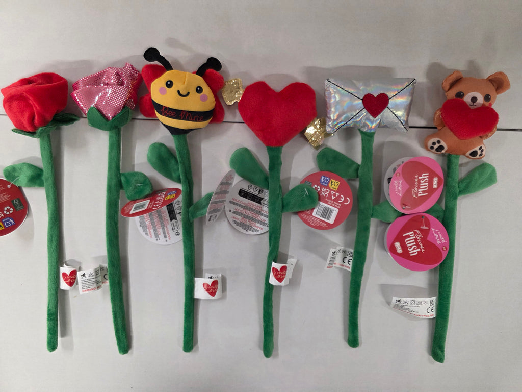 Valentines Flower Plush 30cm Assort (PACK OF 6)