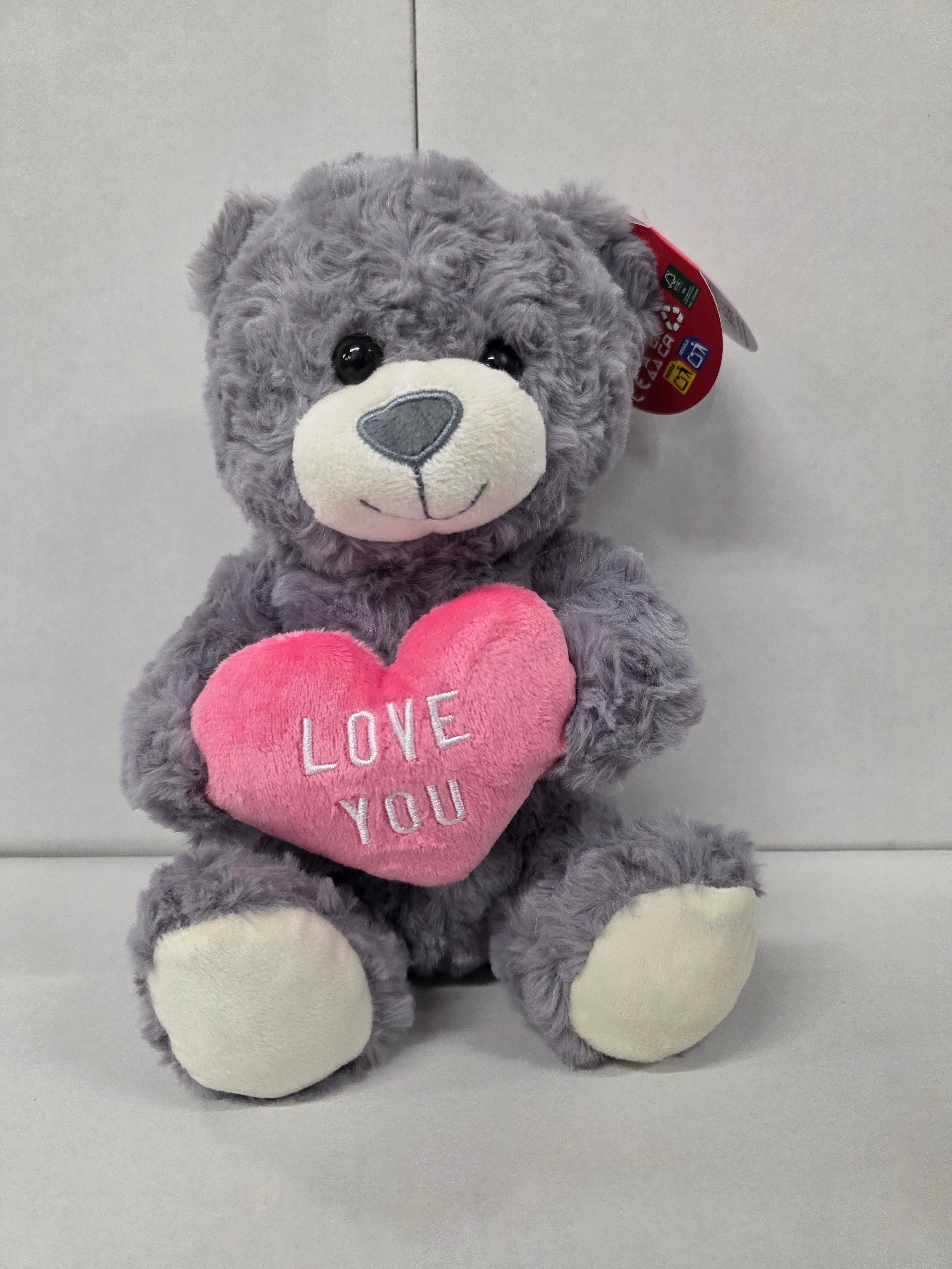 Valentines Love You Bear Pink and Grey 25cm