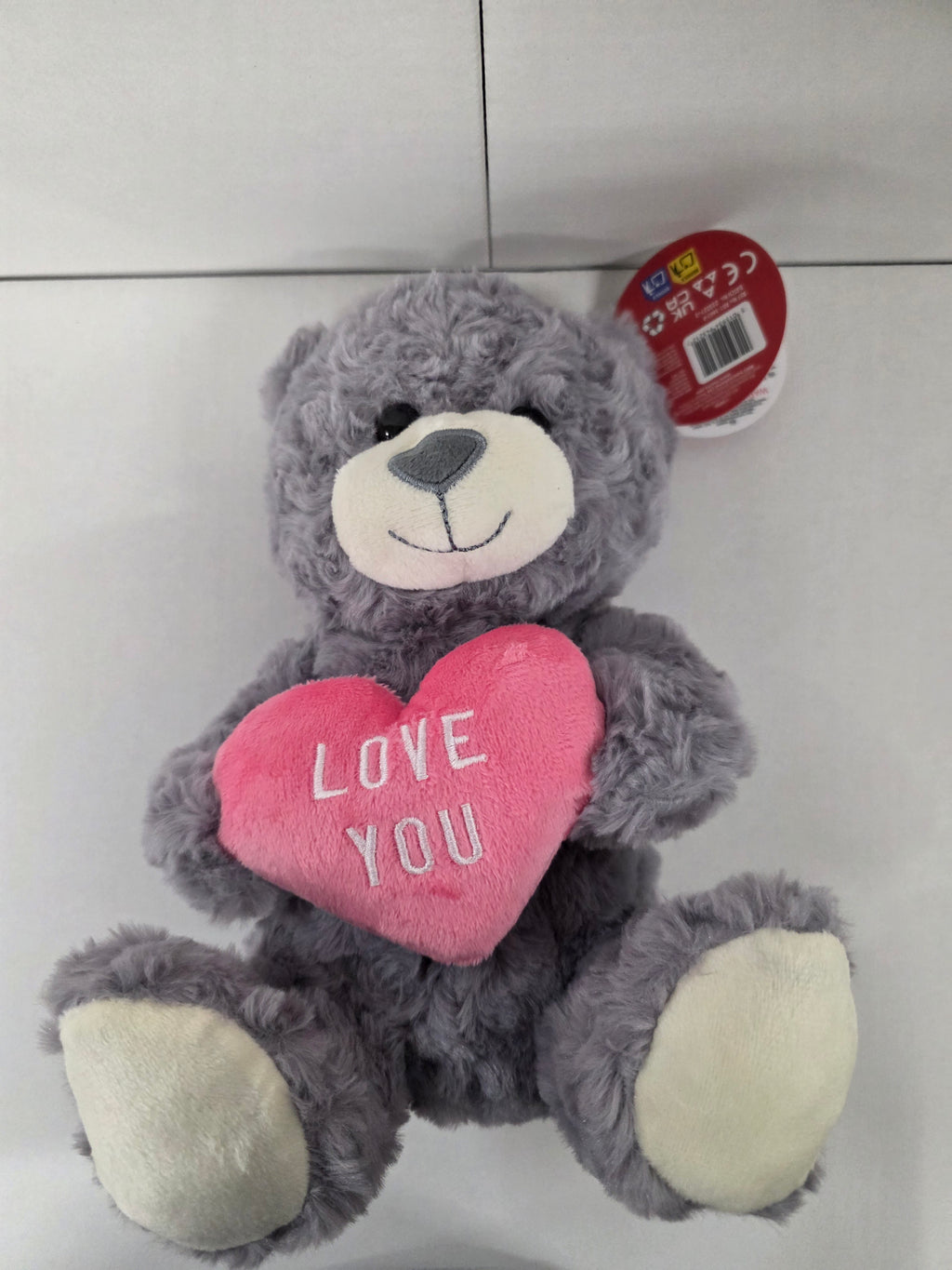 Valentines Love You Bear Pink and Grey 25cm