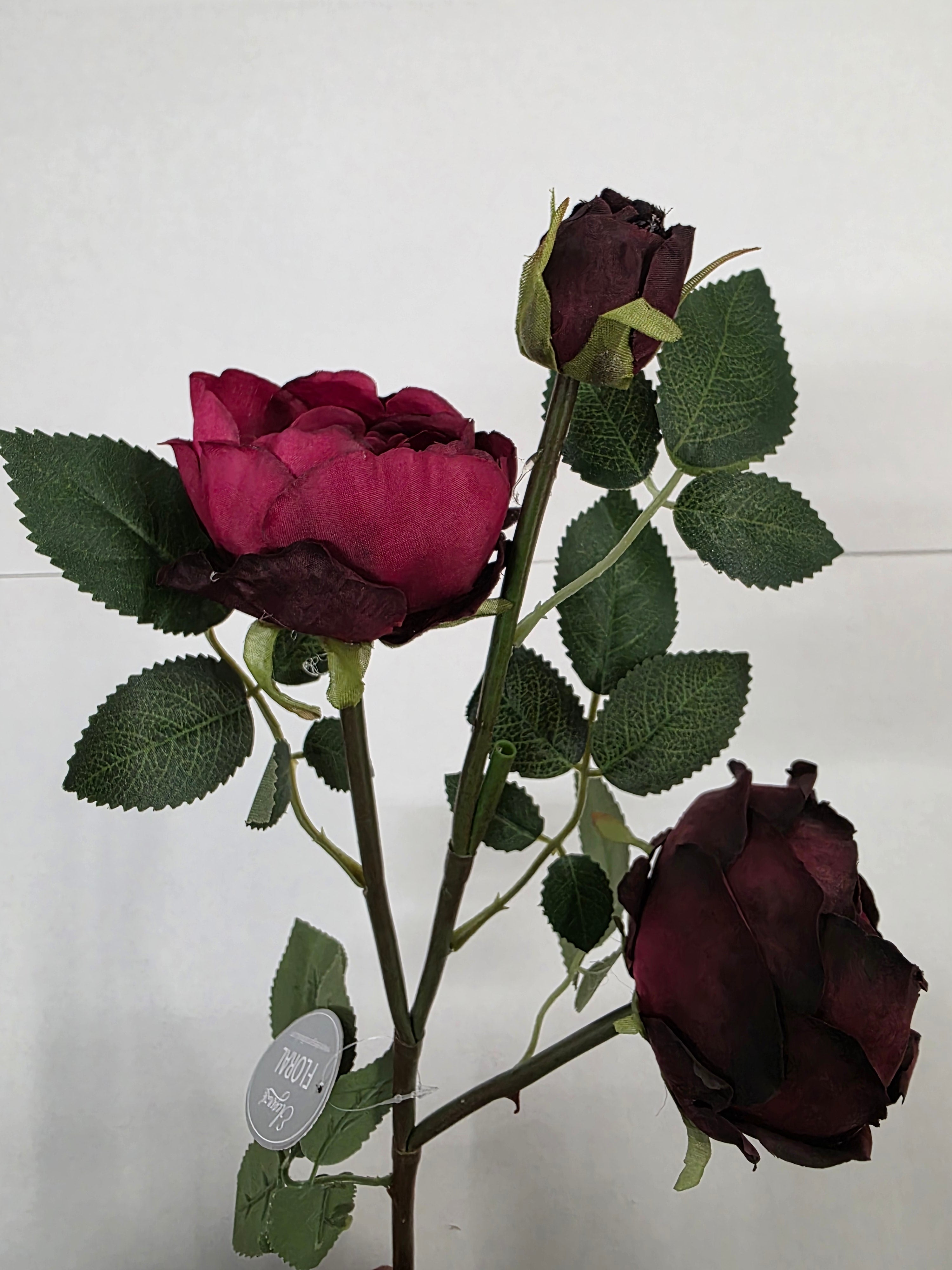 Artificial Garden Spray Rose Elizabeth Burgundy (PACK OF 3)