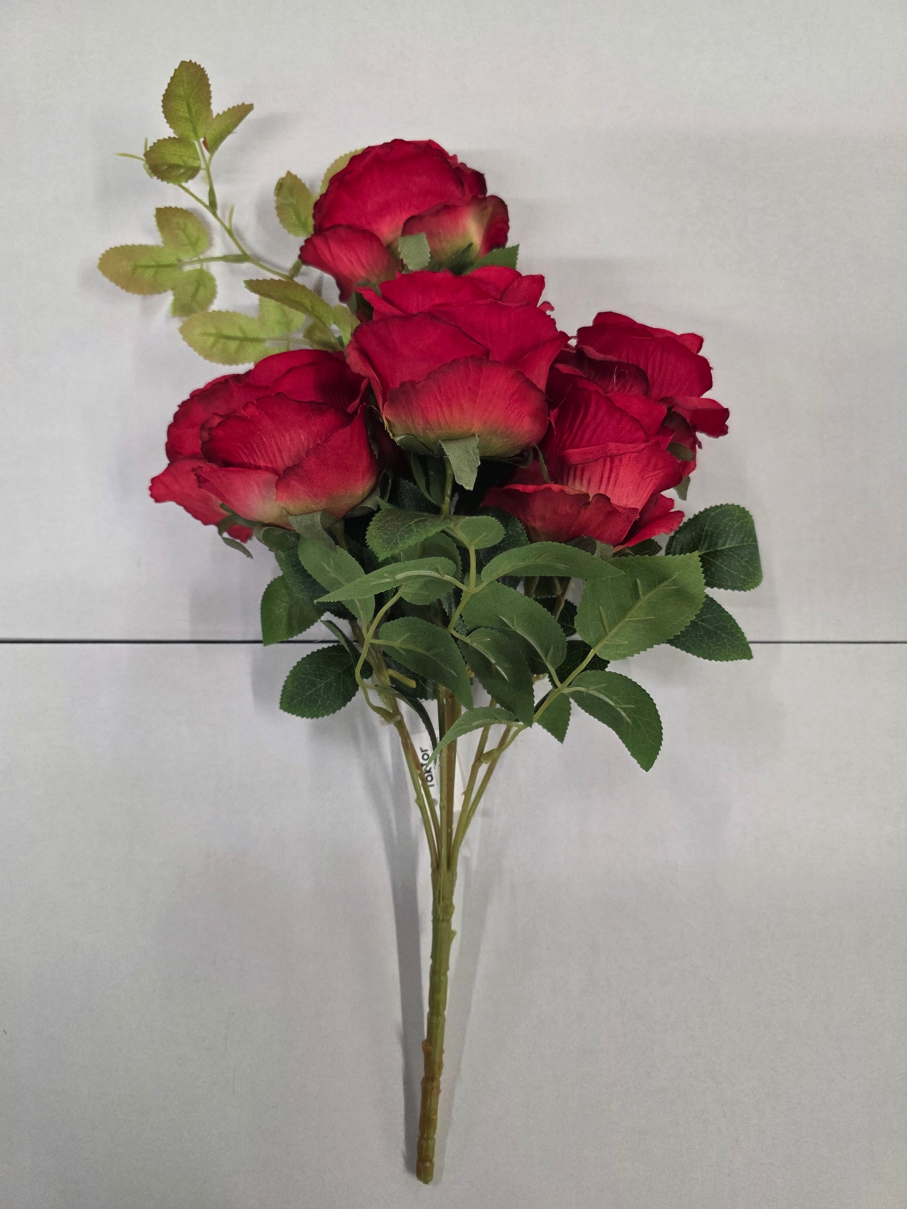 Artificial Rose Bouquet X6 Heads Red 58cm