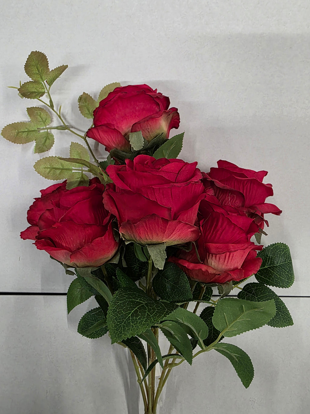 Artificial Rose Bouquet X6 Heads Red 58cm