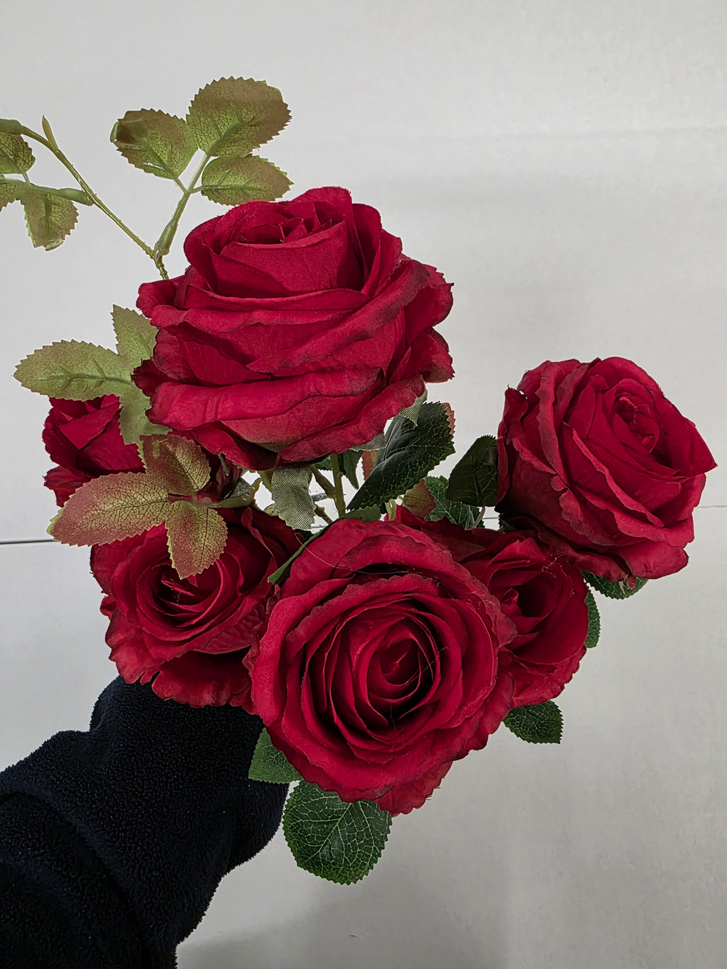 Artificial Rose Bouquet X6 Heads Red 58cm