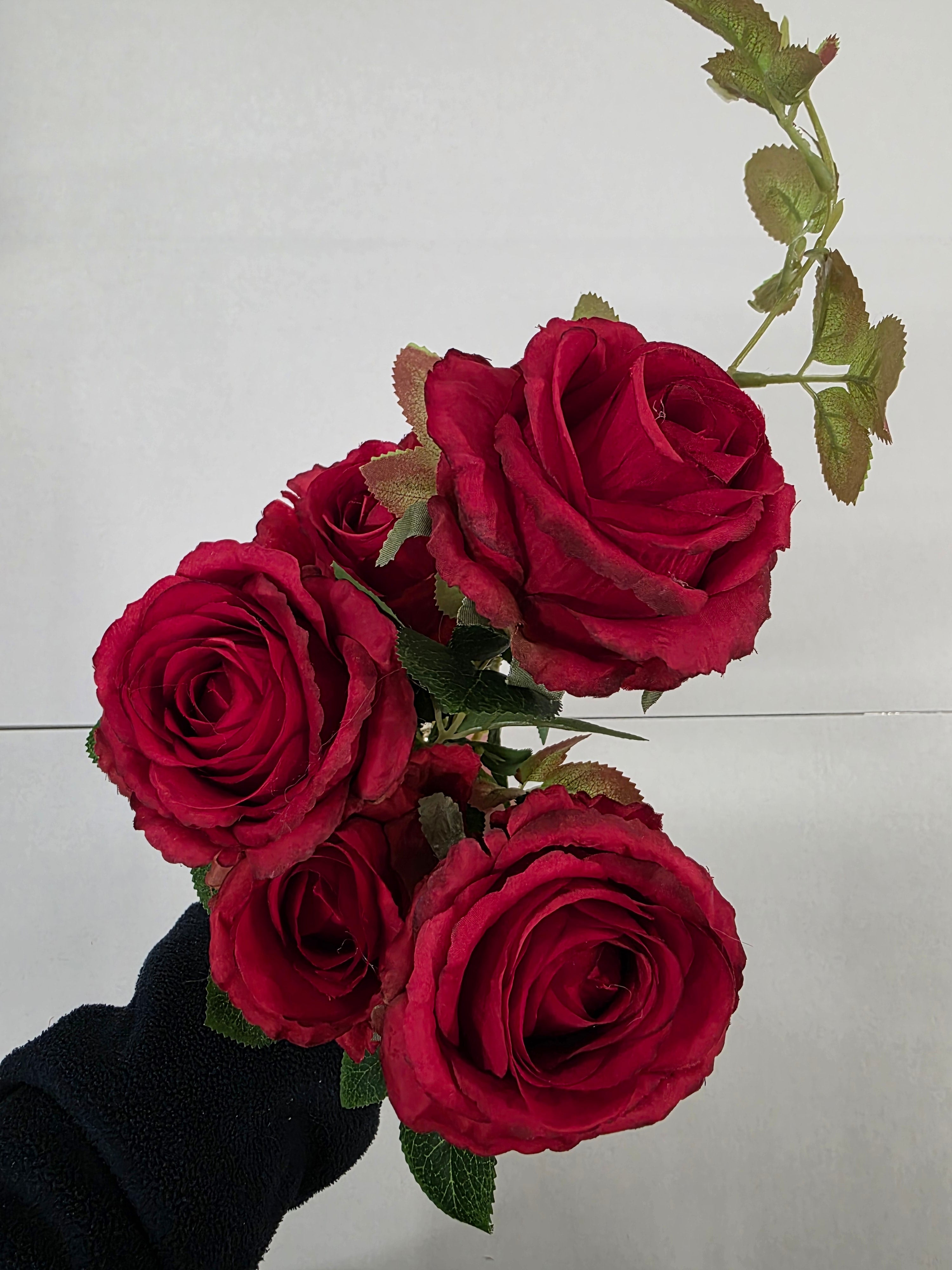 Artificial Rose Bouquet X6 Heads Red 58cm