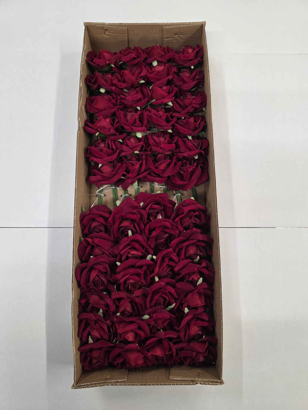 Artificial Silk Rose Wired Boxed Red X48