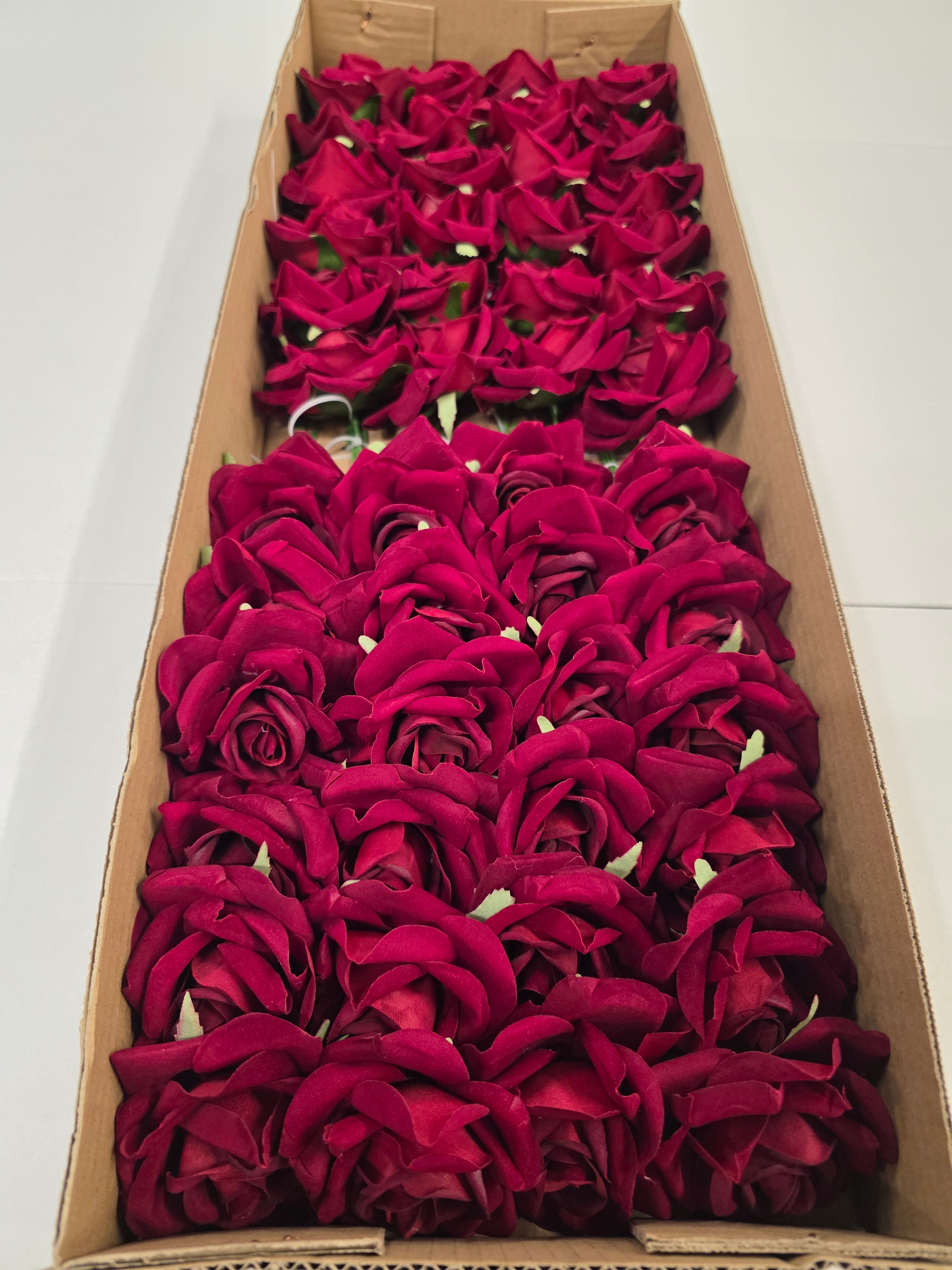 Artificial Silk Rose Wired Boxed Red X48
