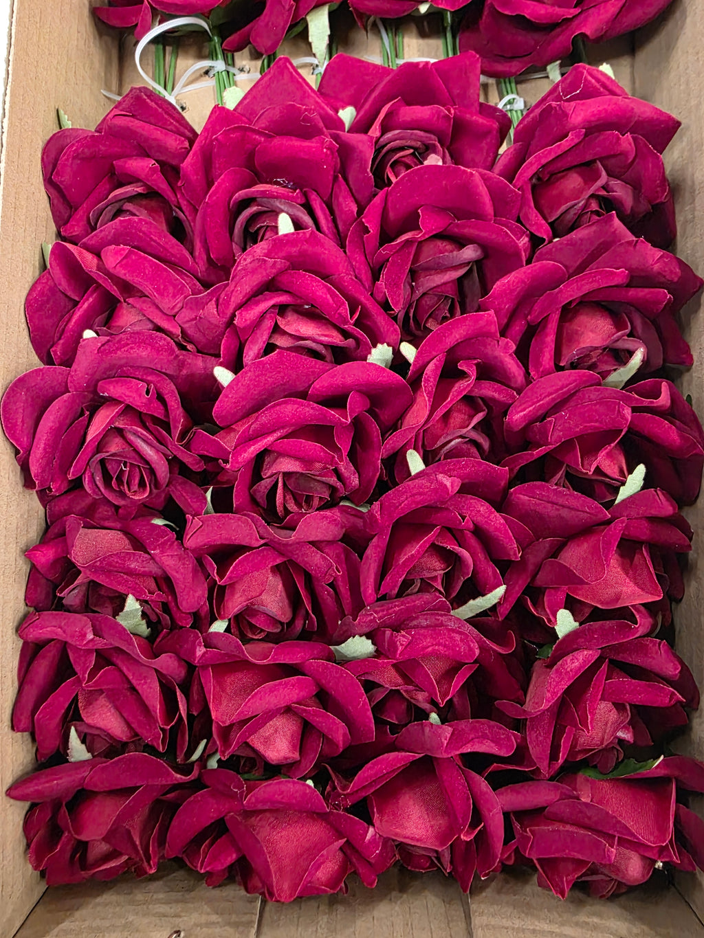 Artificial Silk Rose Wired Boxed Red X48